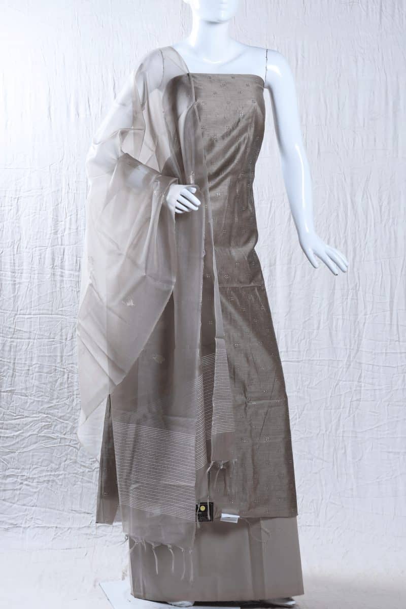 Khaki Color Chanderi Unstitched Salwar Set