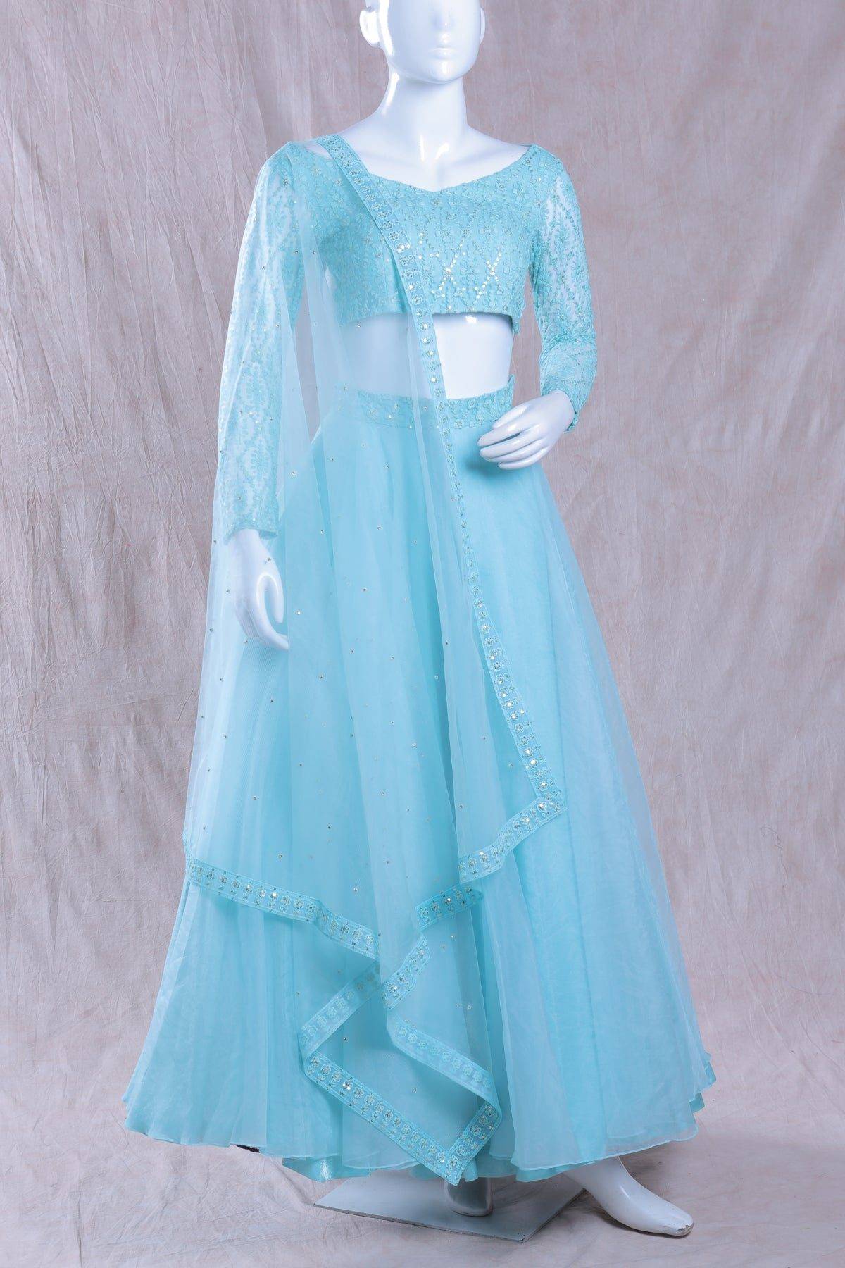 Party Wear Lehanga In Blue
