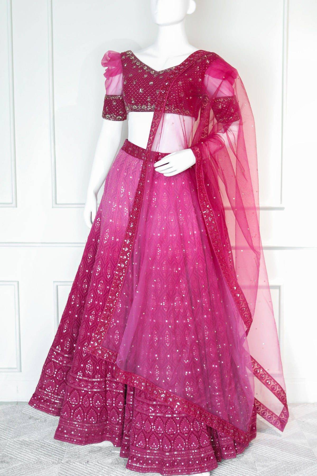 Beetroot Pink Color Lehenga