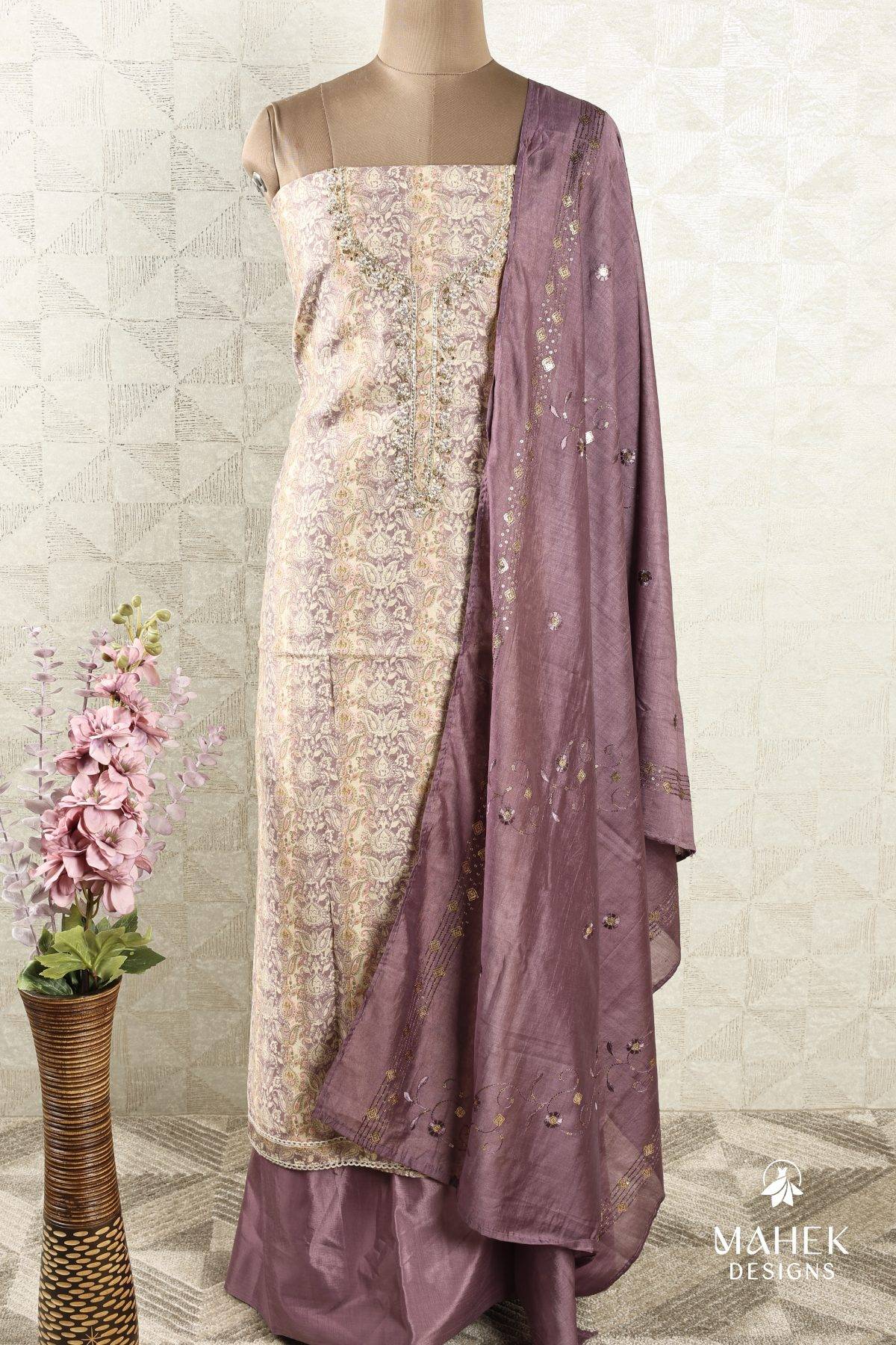 Beige and Mauve Shade Salwar Set