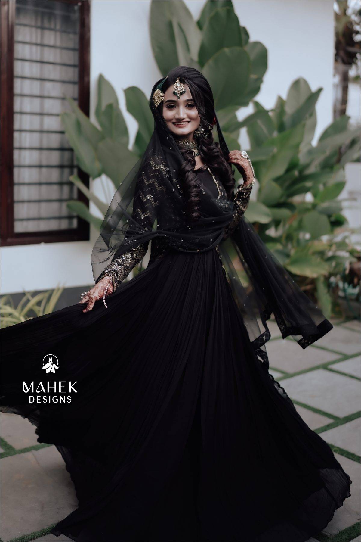 Black Color Jacket Gown