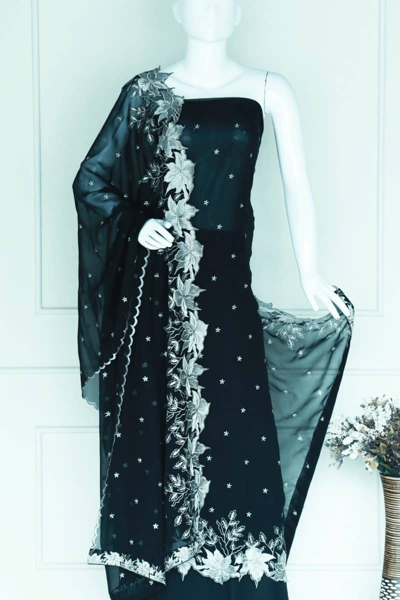 Black Georgette Unstitched Salwar Set