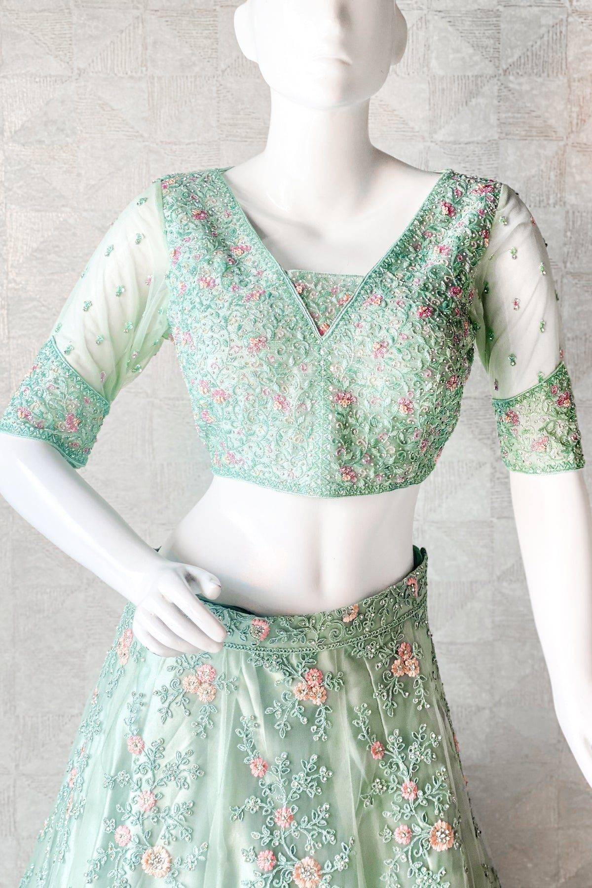Pistachio Blue Lehenga