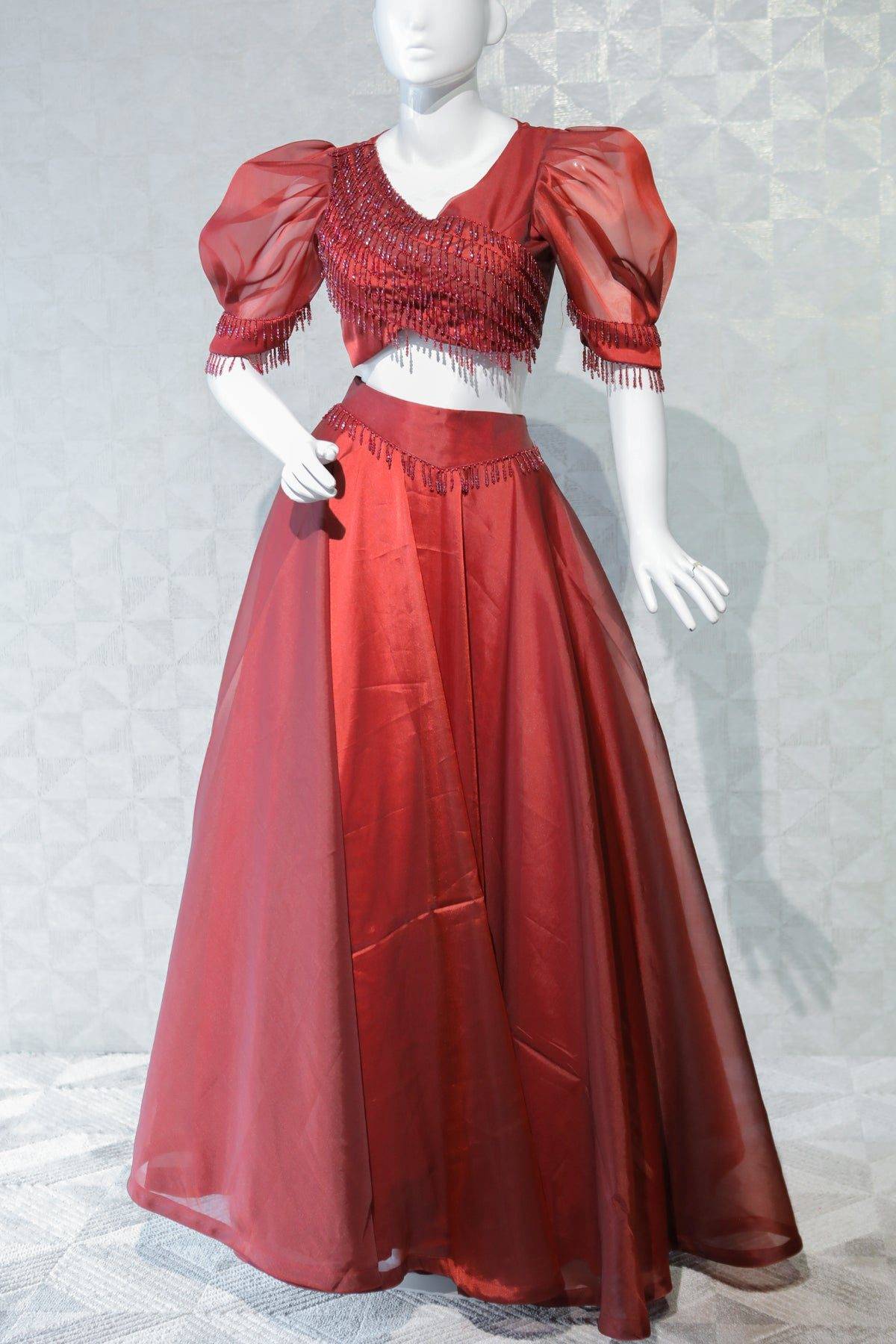 Brick Brown Color Lehenga