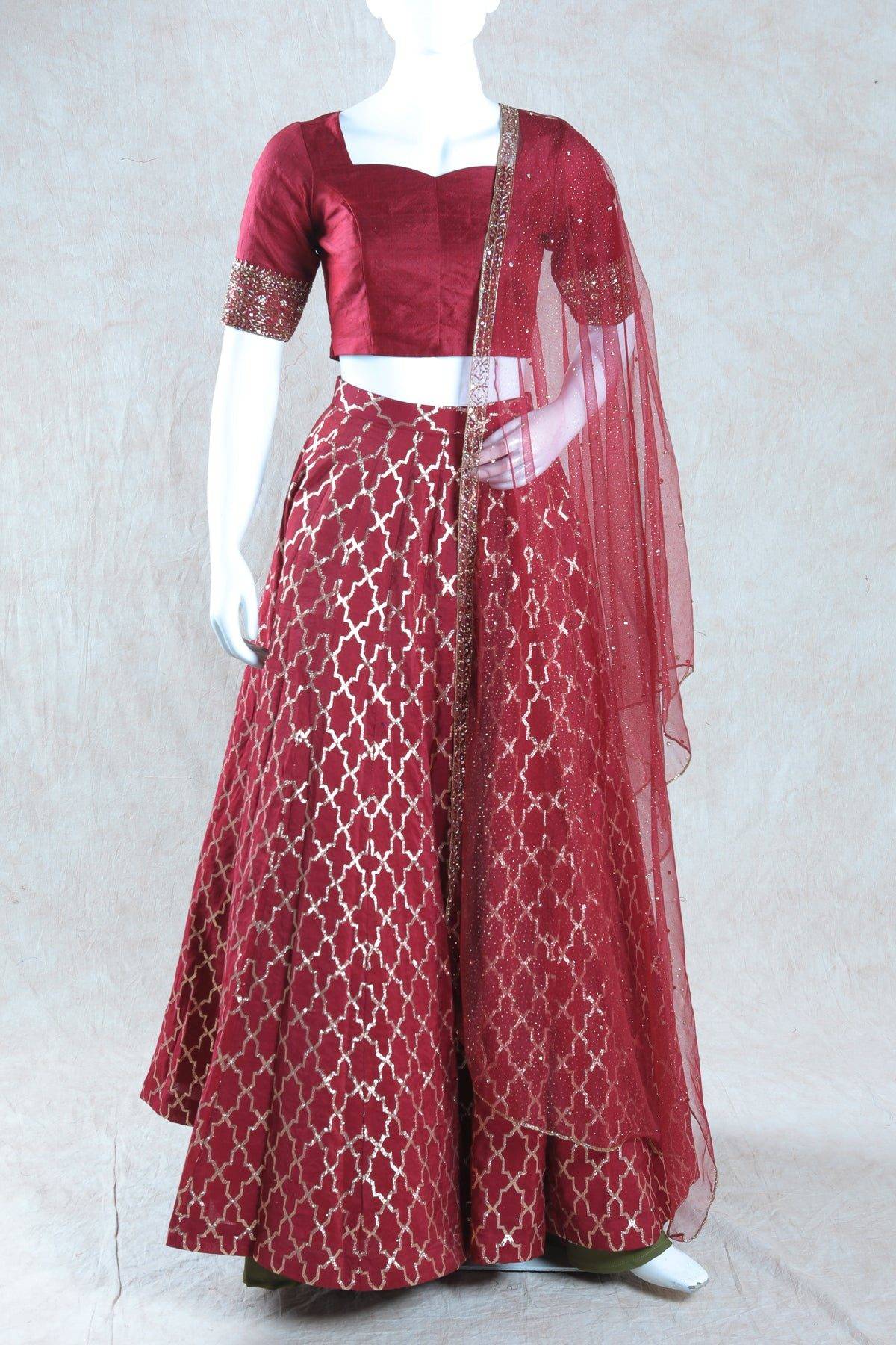 Brick Maroon Lehanga