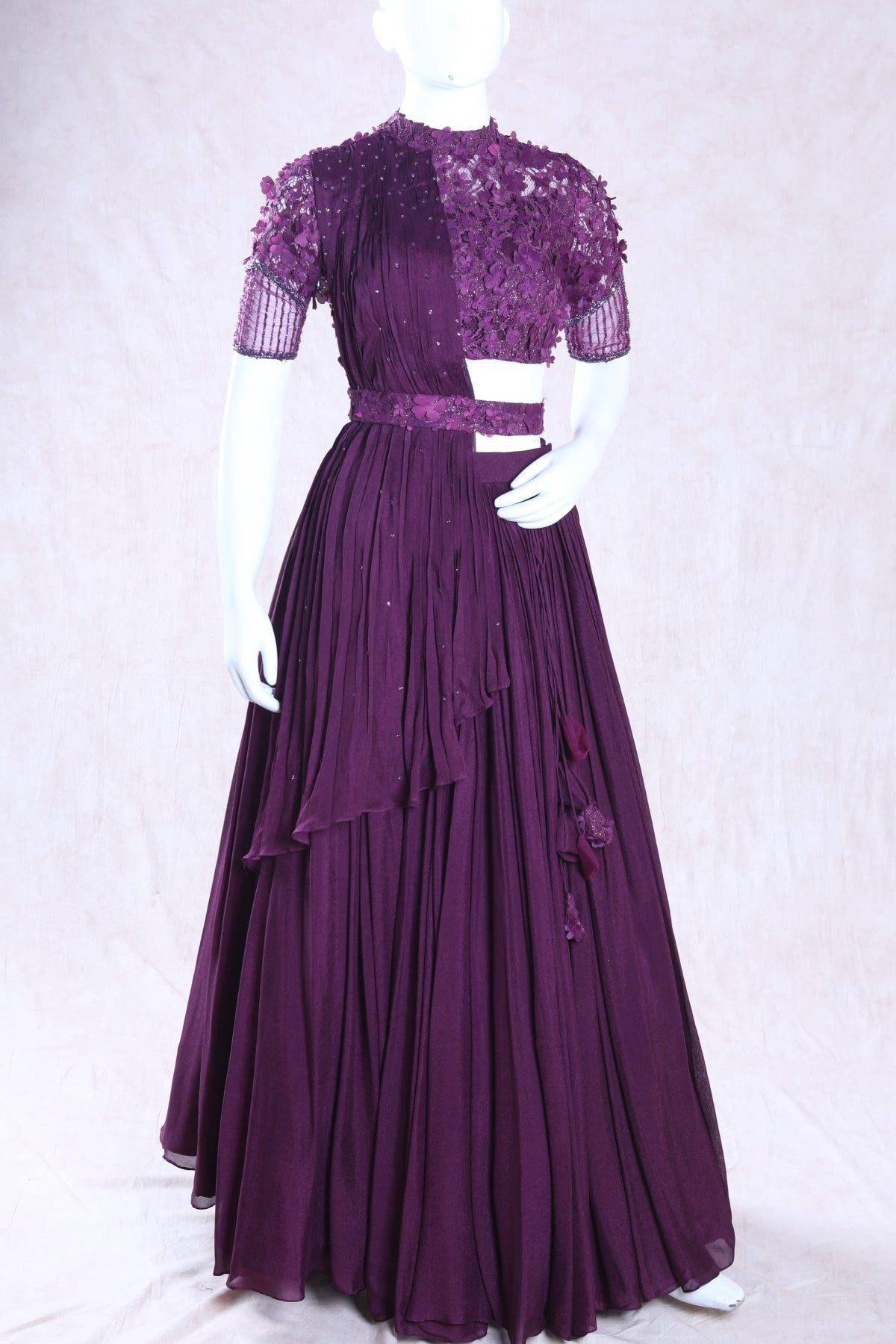Burgundy Embroidered Lehenga