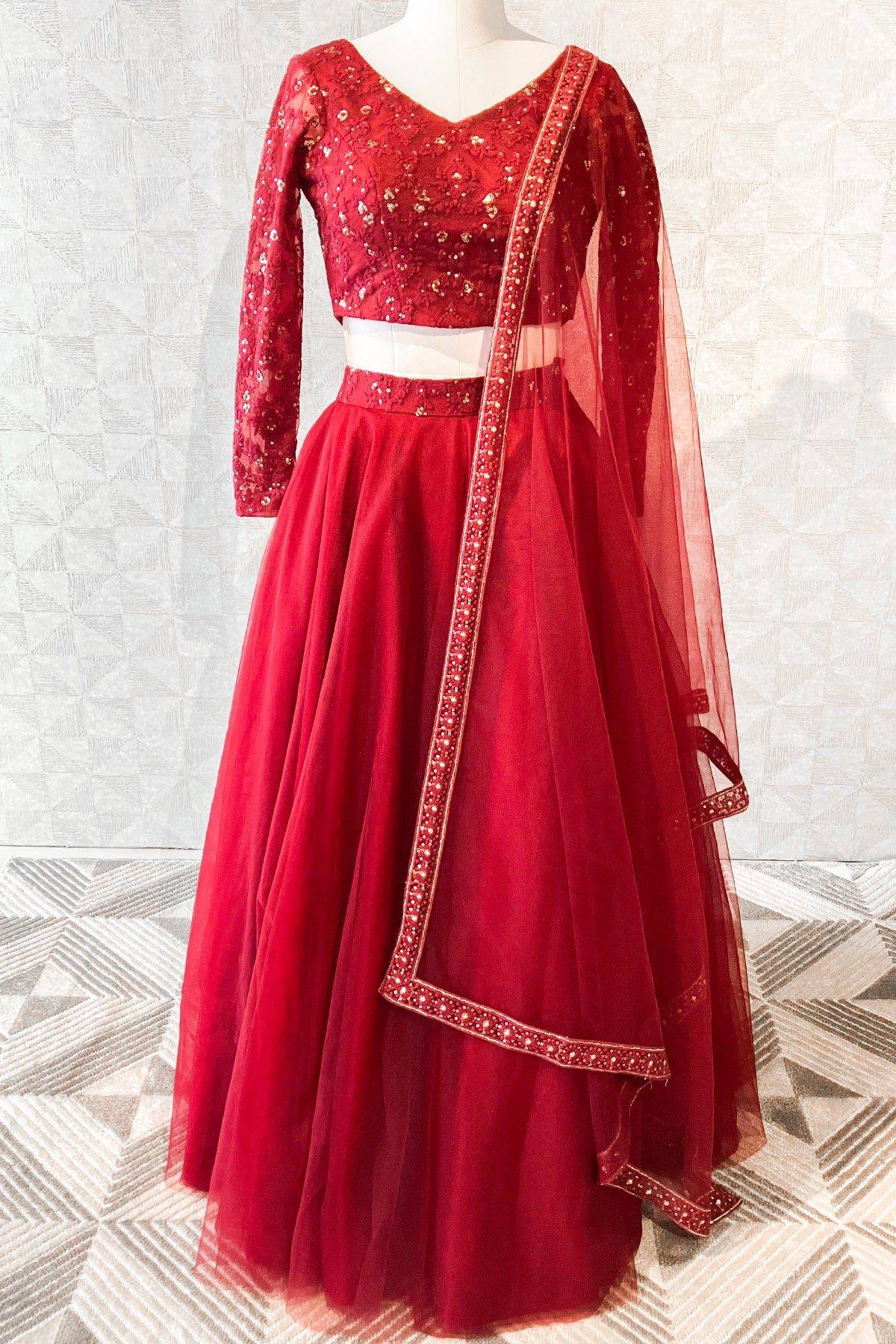 Burgundy Lehenga