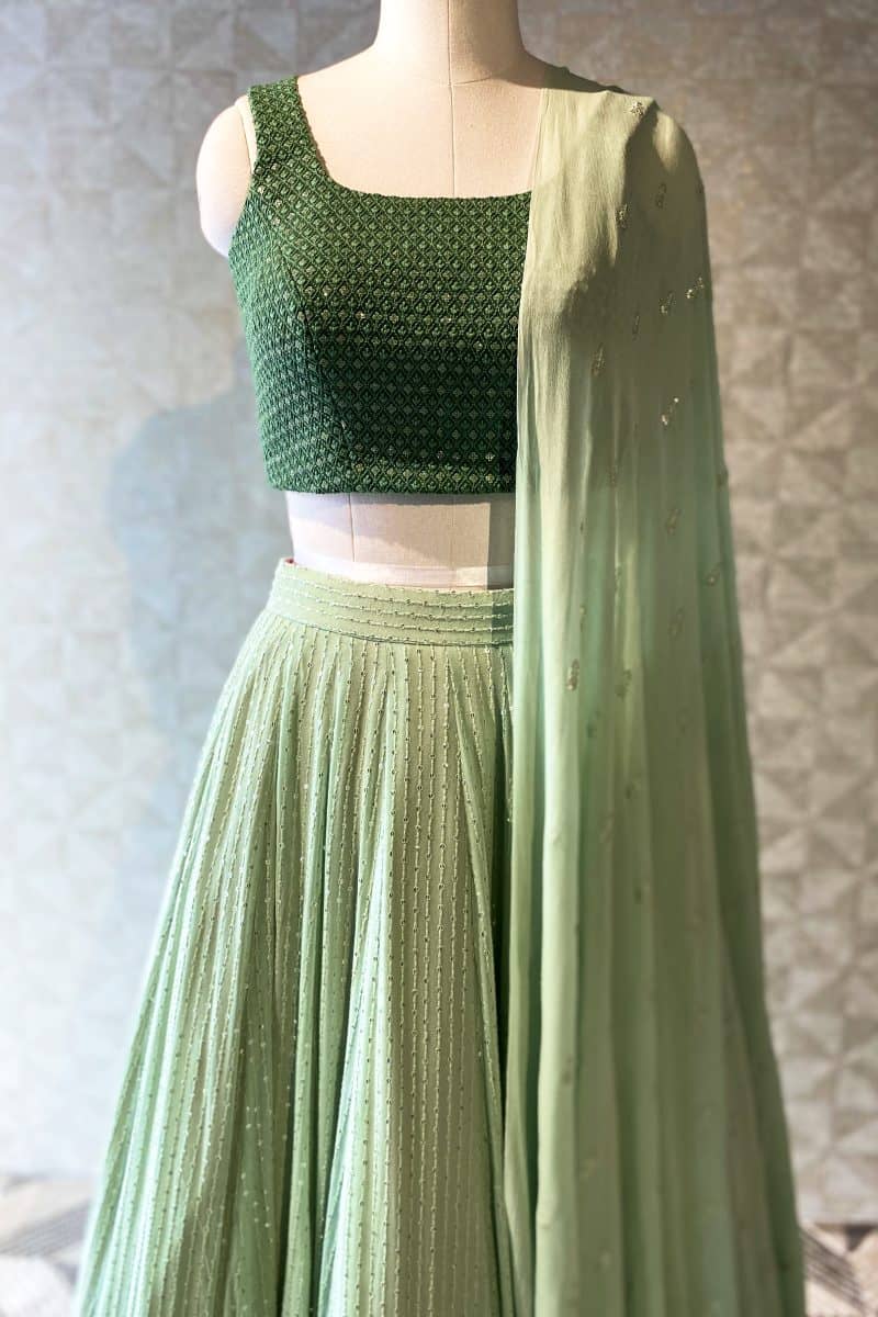 Clover green, Granny smith apple green Lehenga