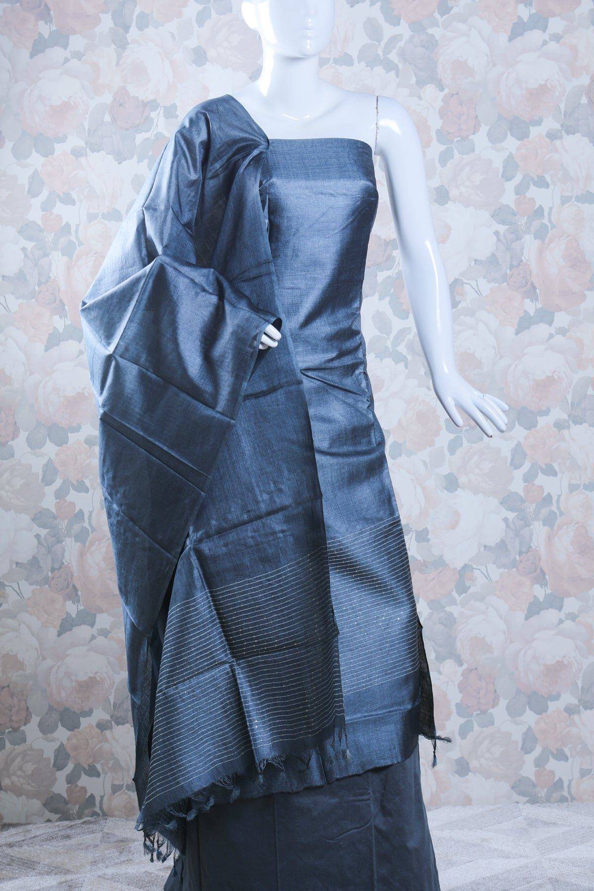 Dark Greyish Blue Unstitched Salwar Set