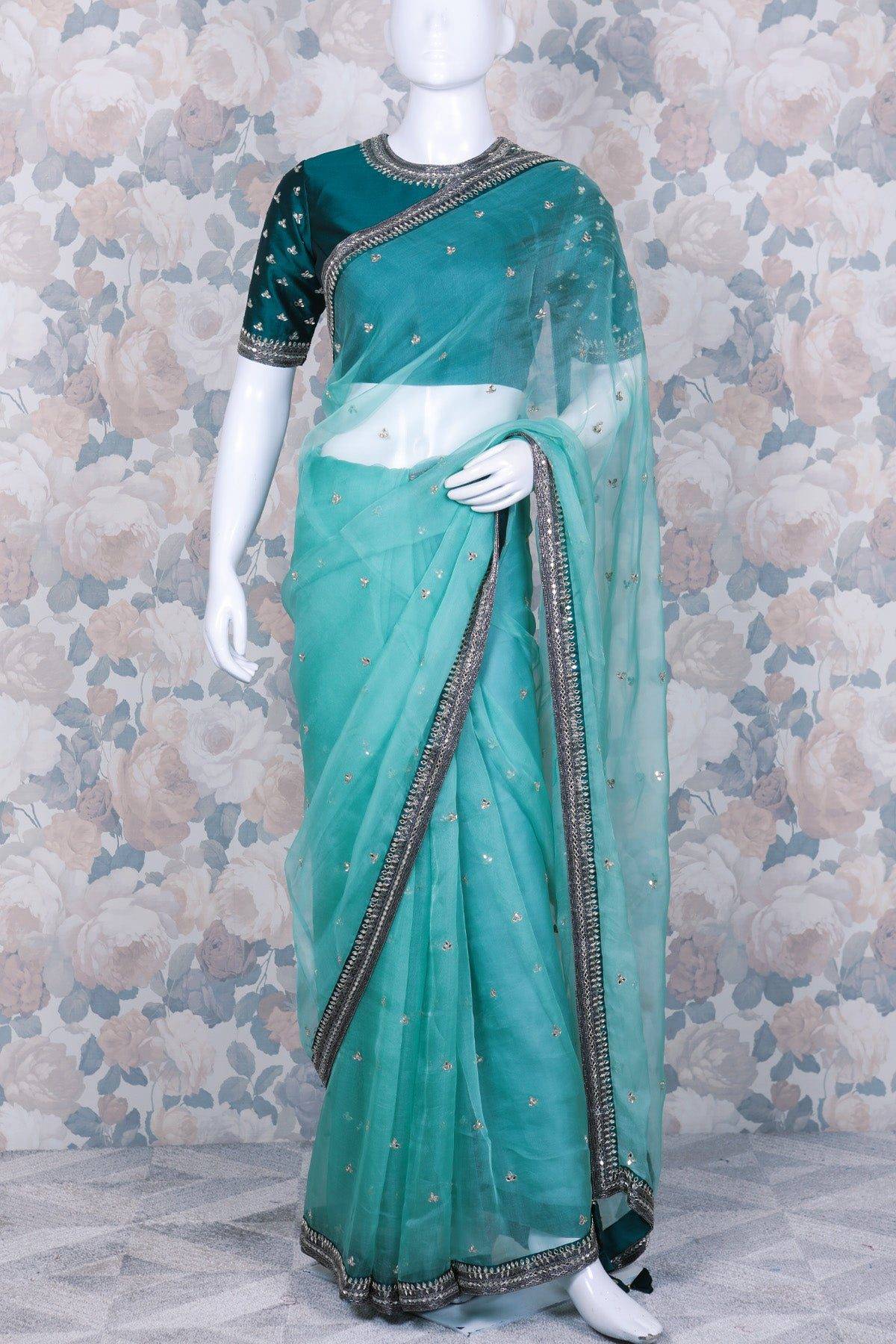 Glass Green Organza Saree