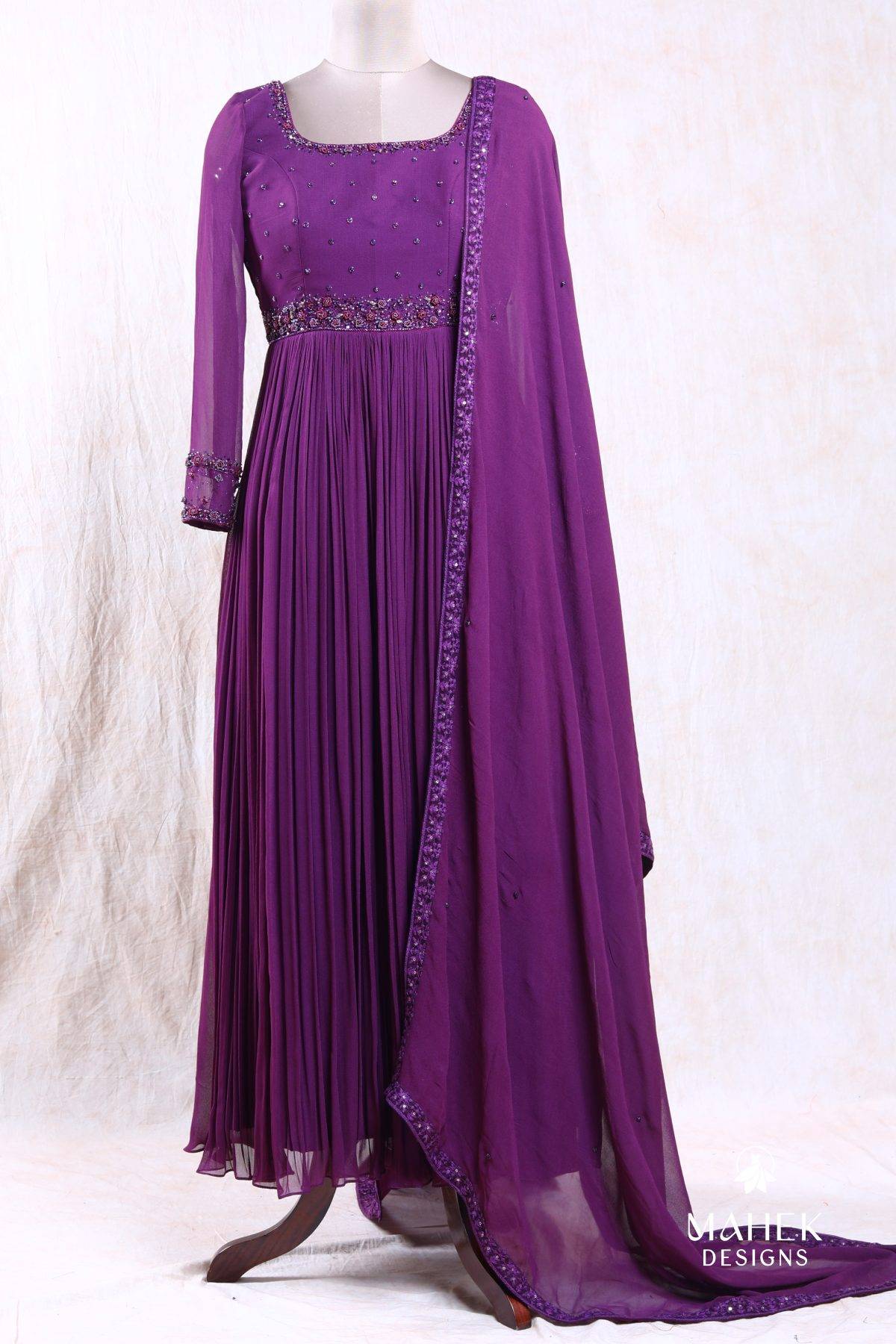 Grape Wine Georgette Anarkali