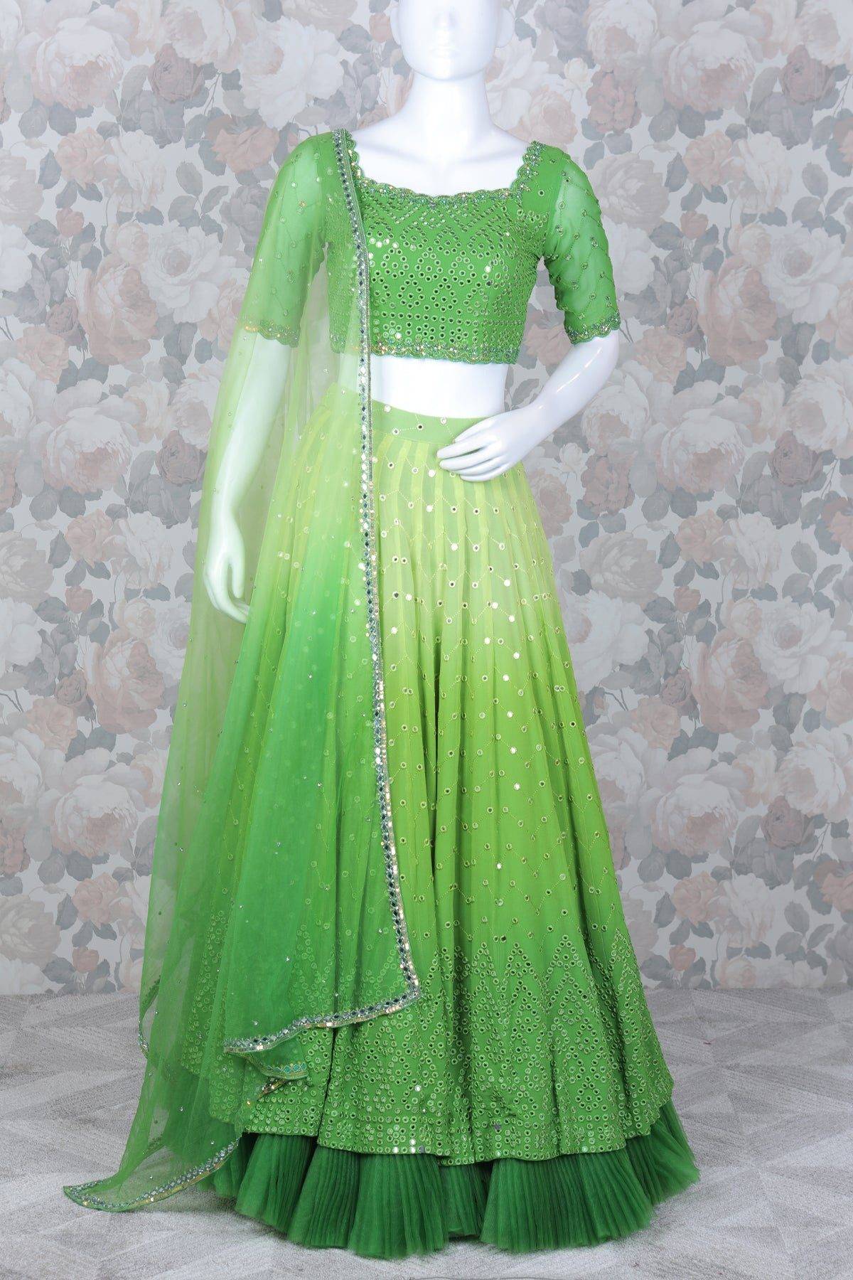 Green Ombre Lehenga