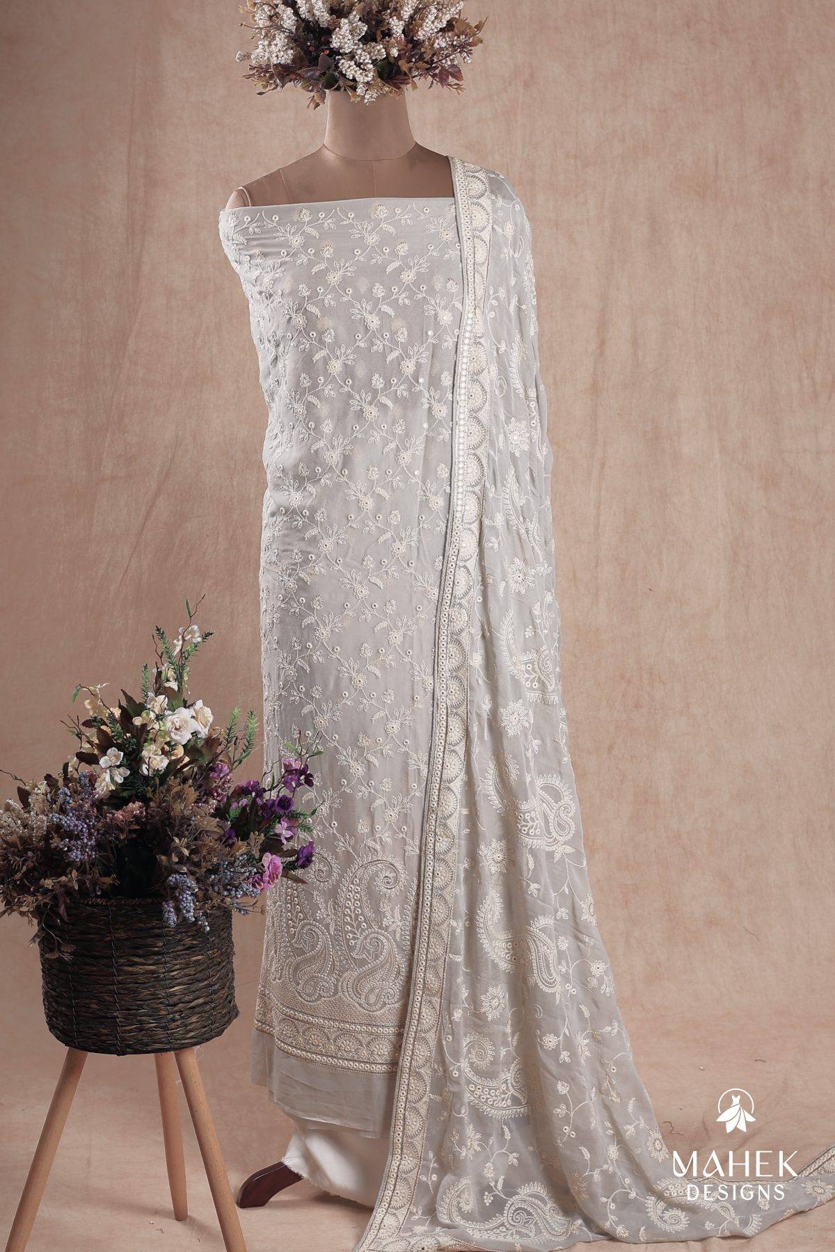 Grey Chikankari Salwar Suit