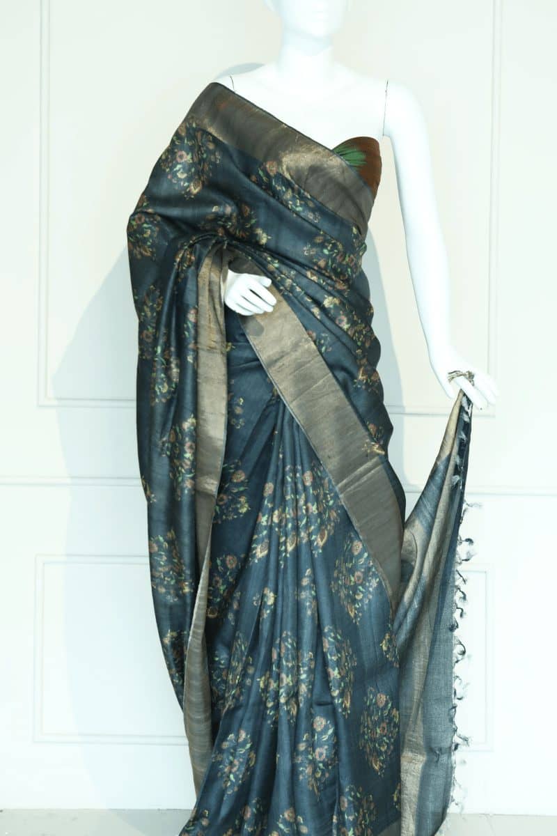 Greyish Black Saree