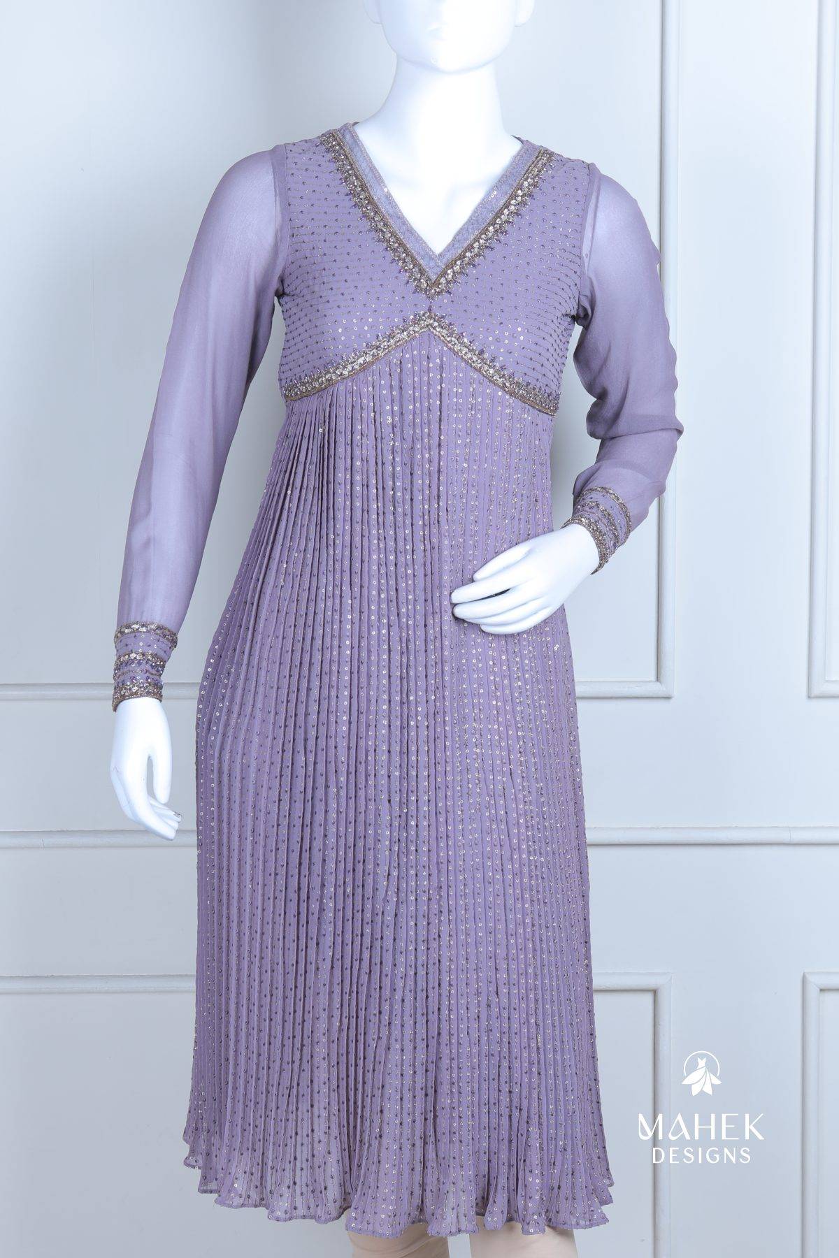 Heather Dust Pleated Anarkali