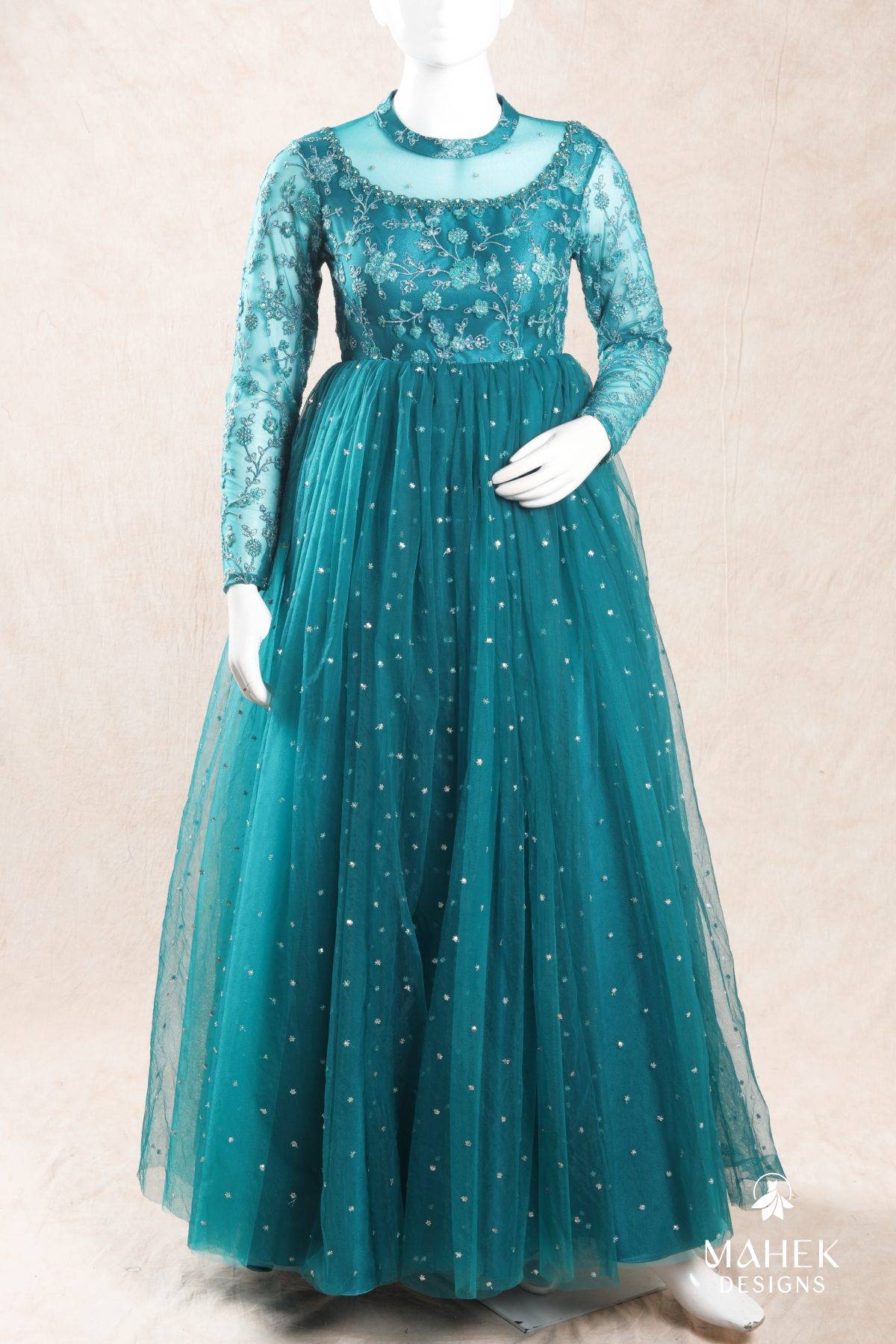 Turquoise green gown