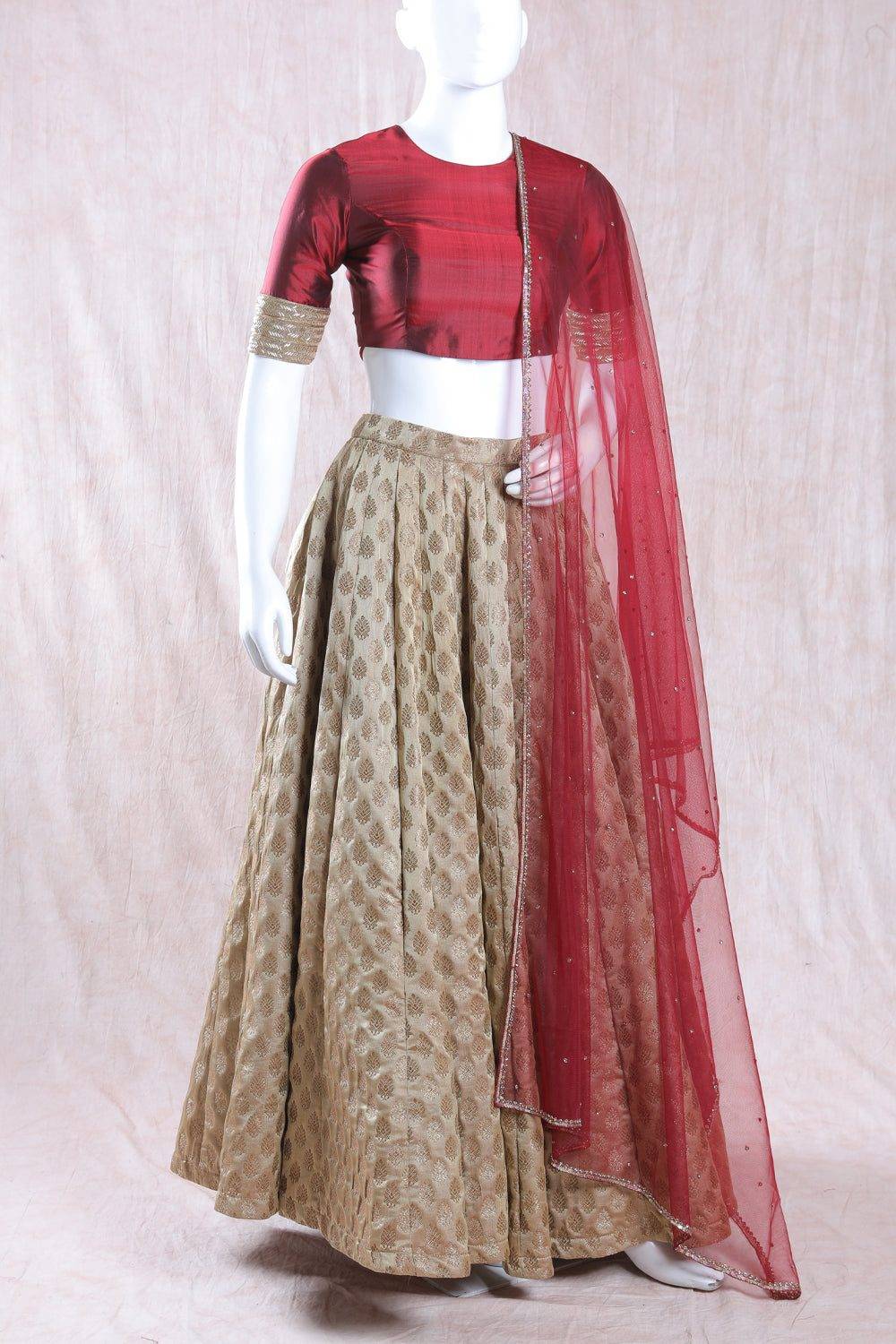 Maroon and Beige Lehenga
