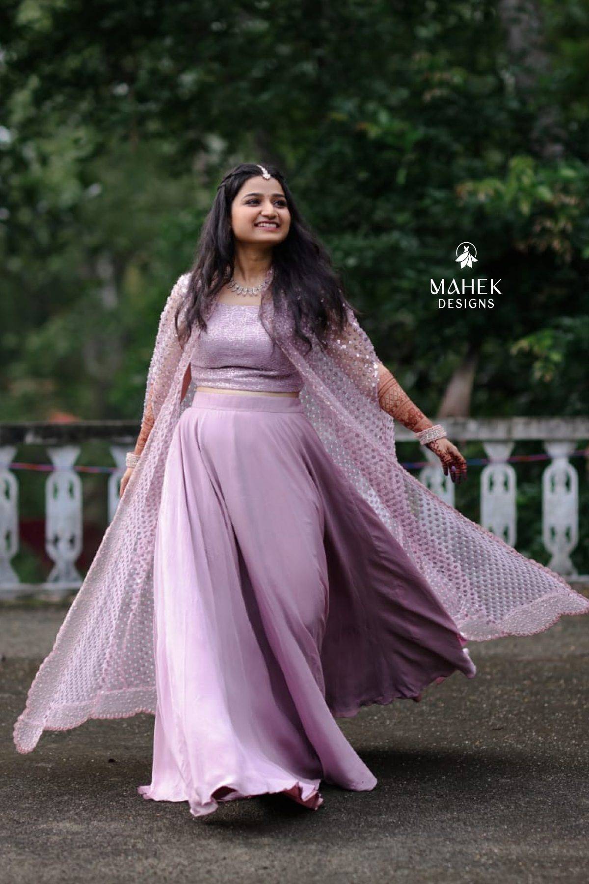 Mauve Color Jacket Lehenga