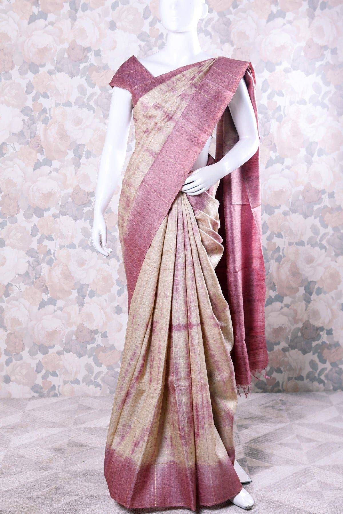 Mauve Tussar Silk Saree