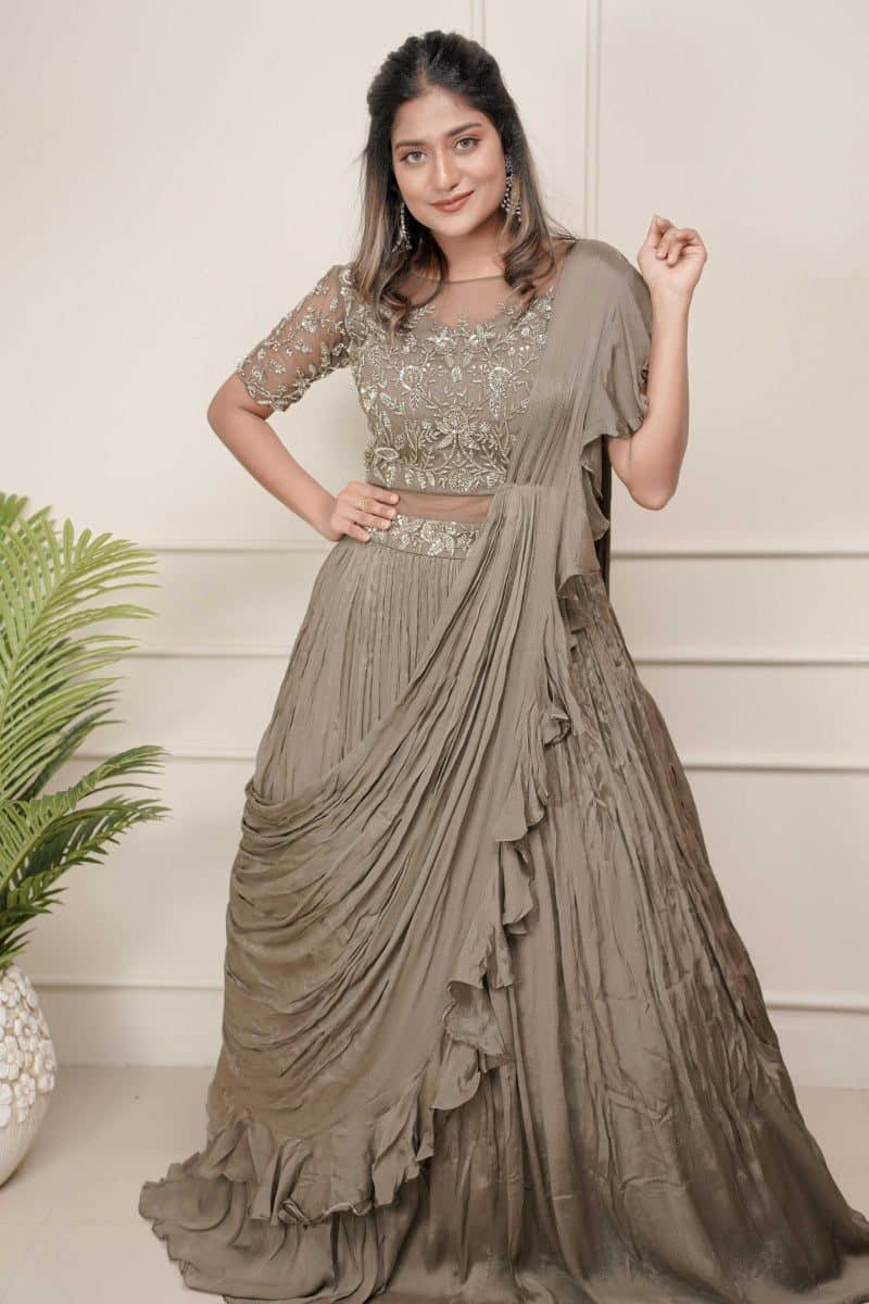 Mehndi green Draping Gown