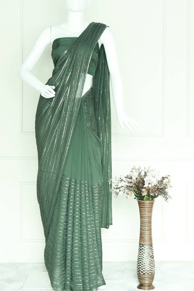 Military Green Saree