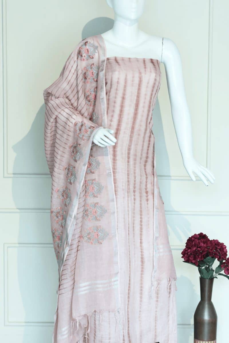 Nude Pink Linen Unstitched Salwar Set