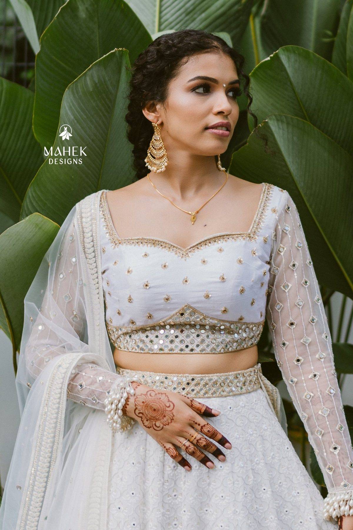 Off White Georgette Chikankari Lehenga