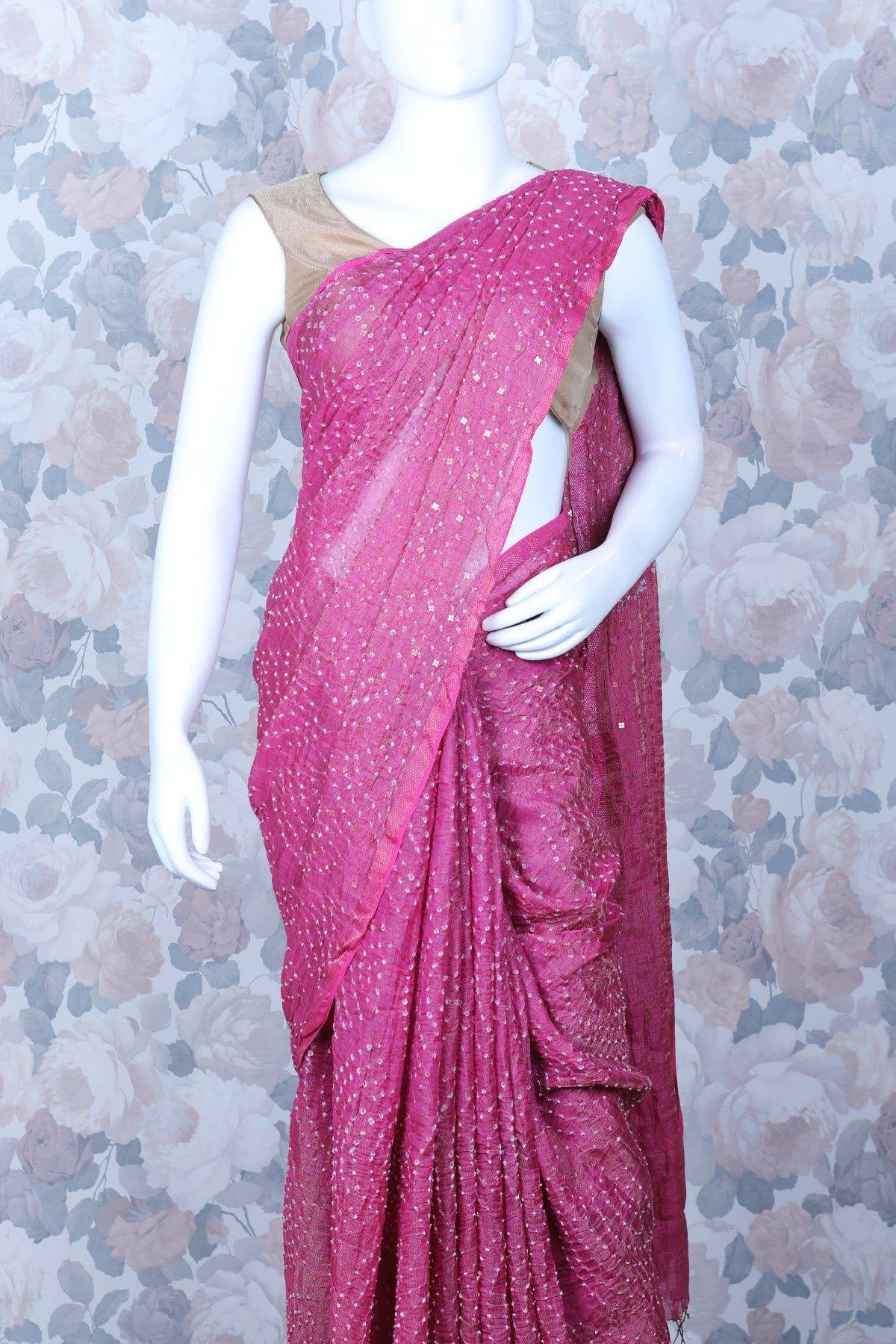 Onion Pink Color Combination Tussar Silk Saree