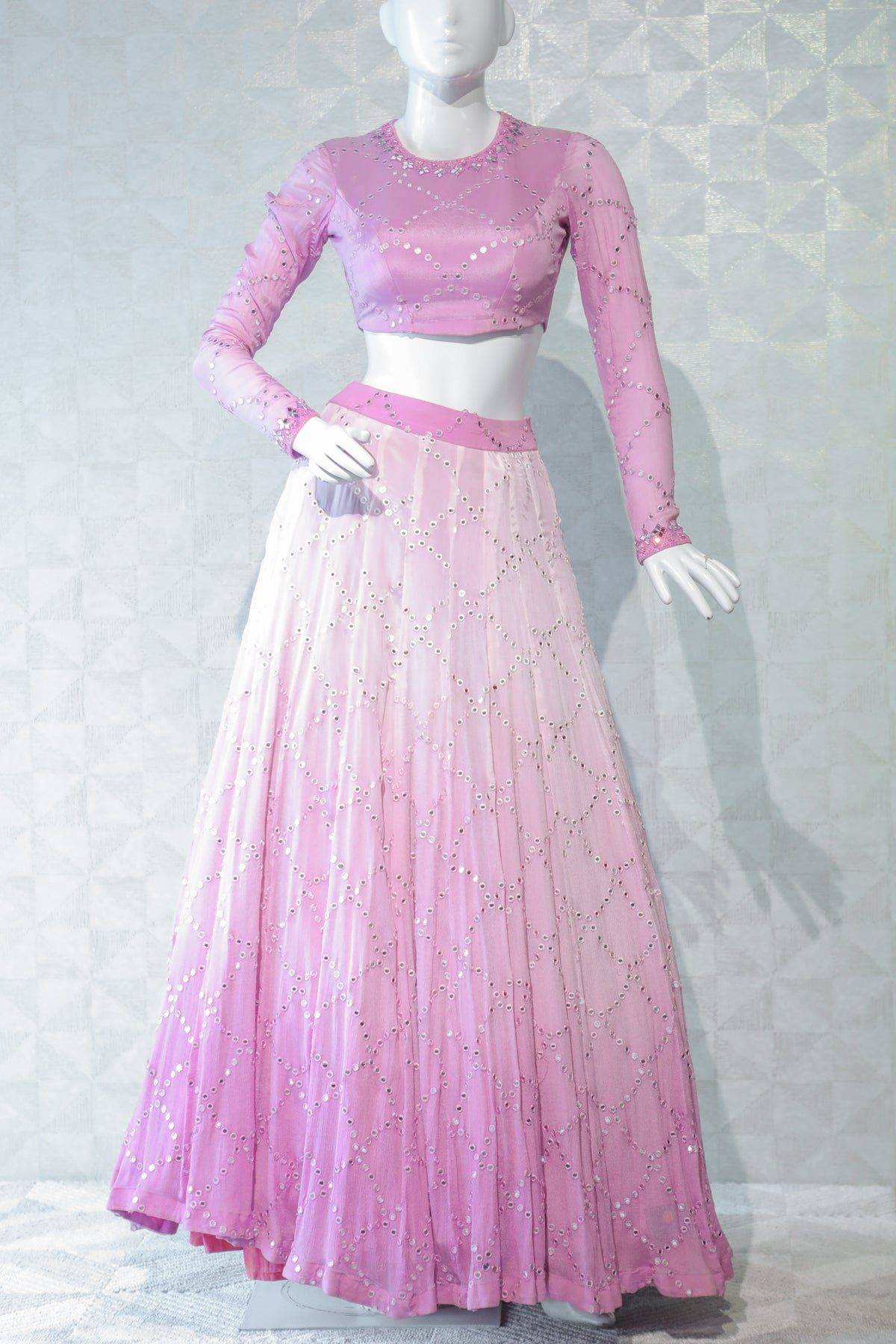 Onion Pink Color Embroidered Lehenga