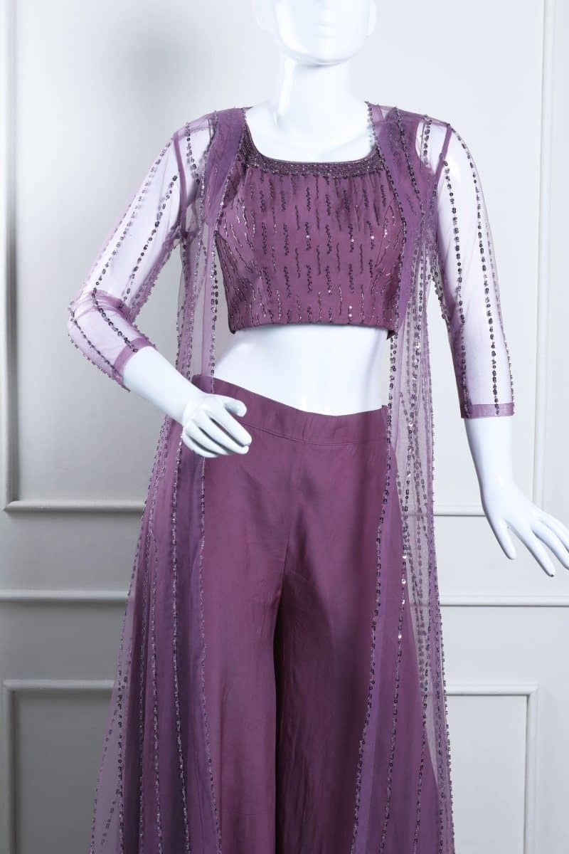 Onion pink palazzo crop top and overcote