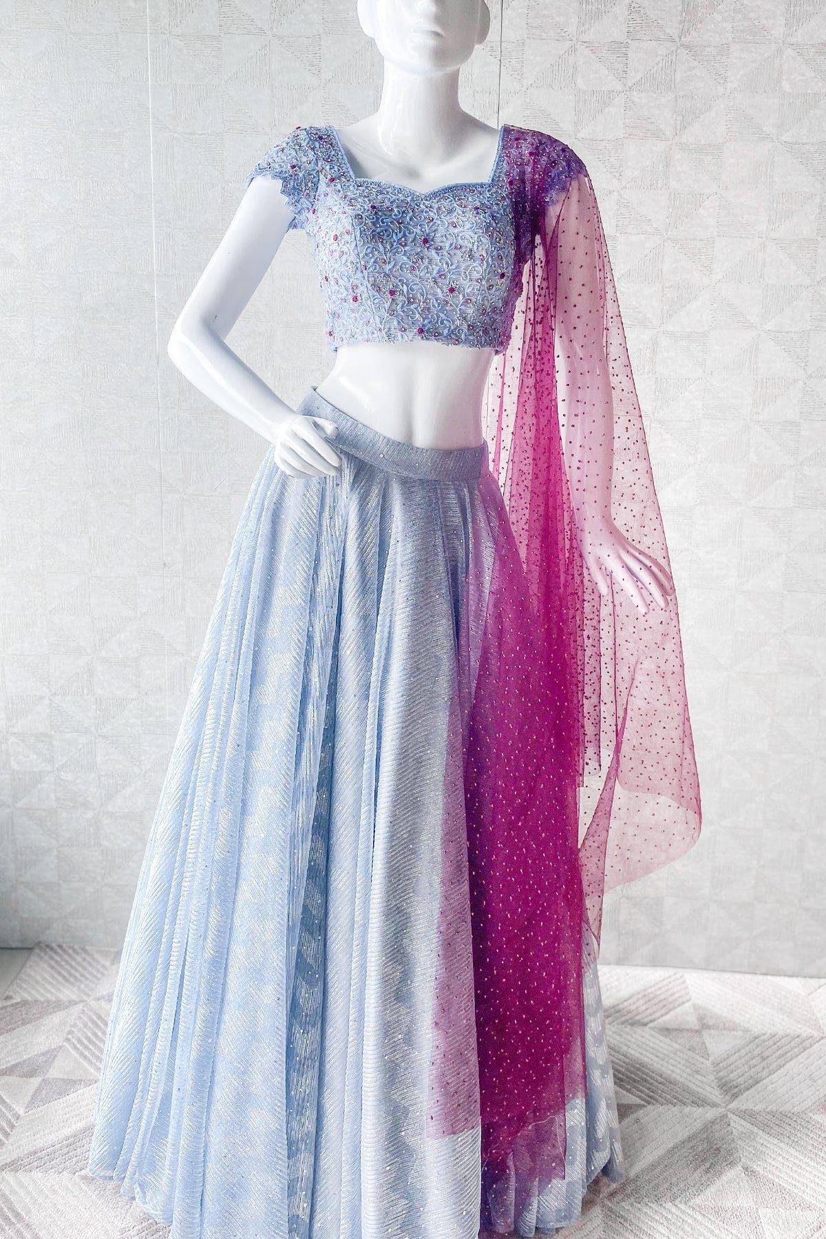 Pastel Blue and Silver Lehenga