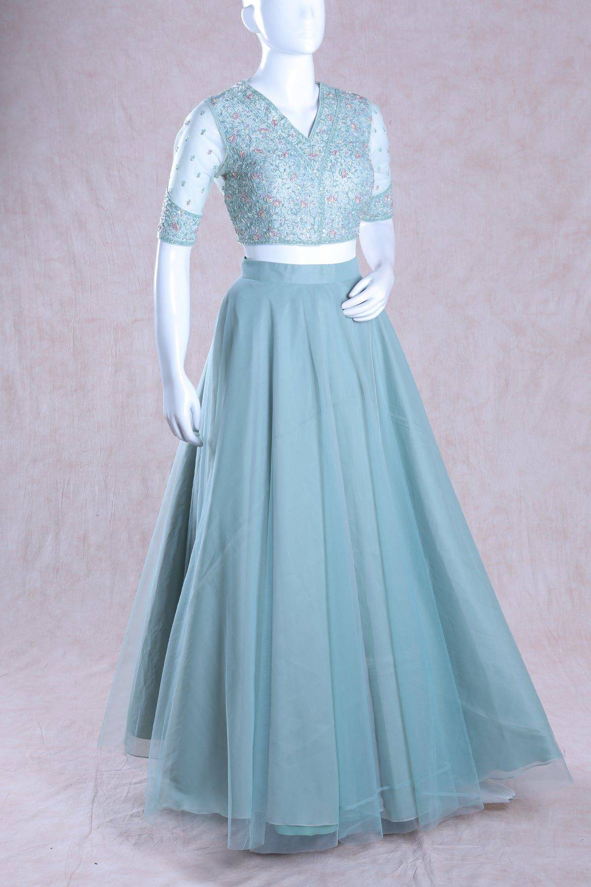 Pastel Teal Green Lehenga