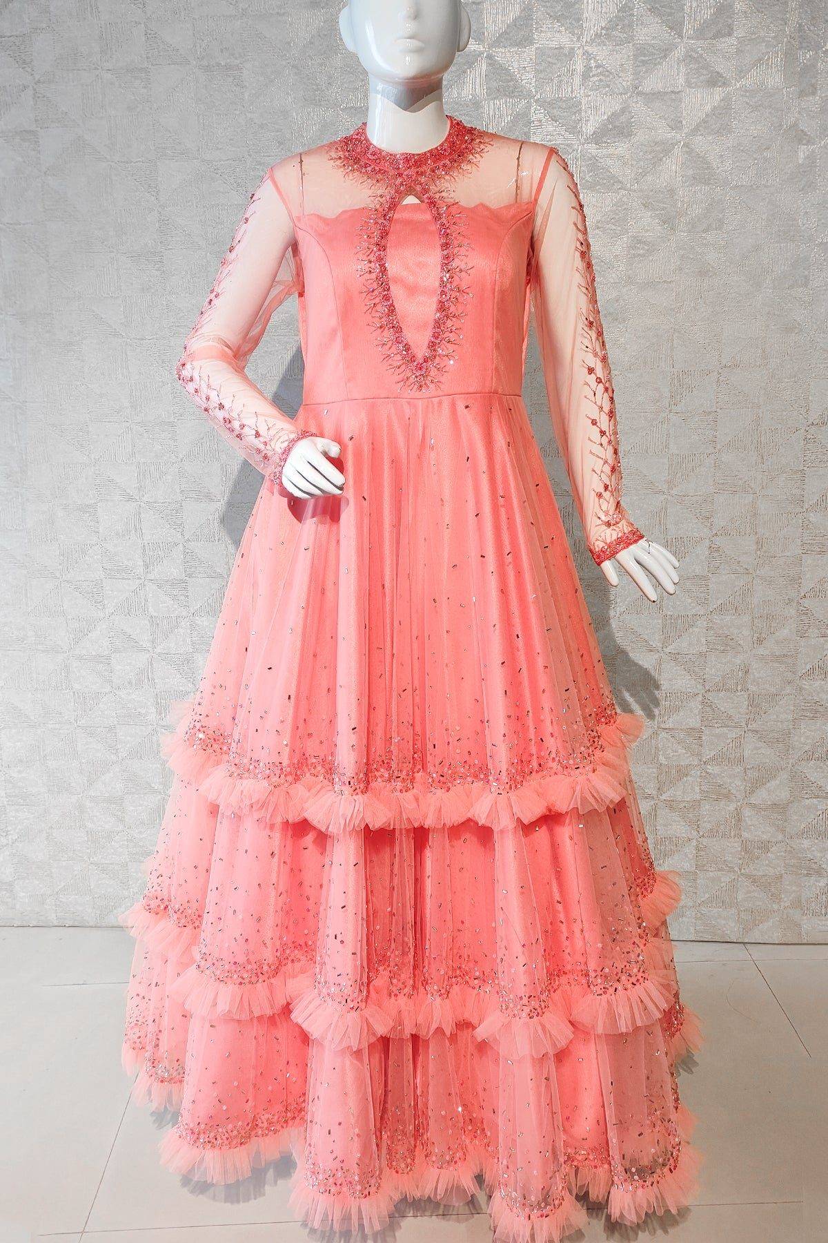 Peach Color 3-Tier Gown