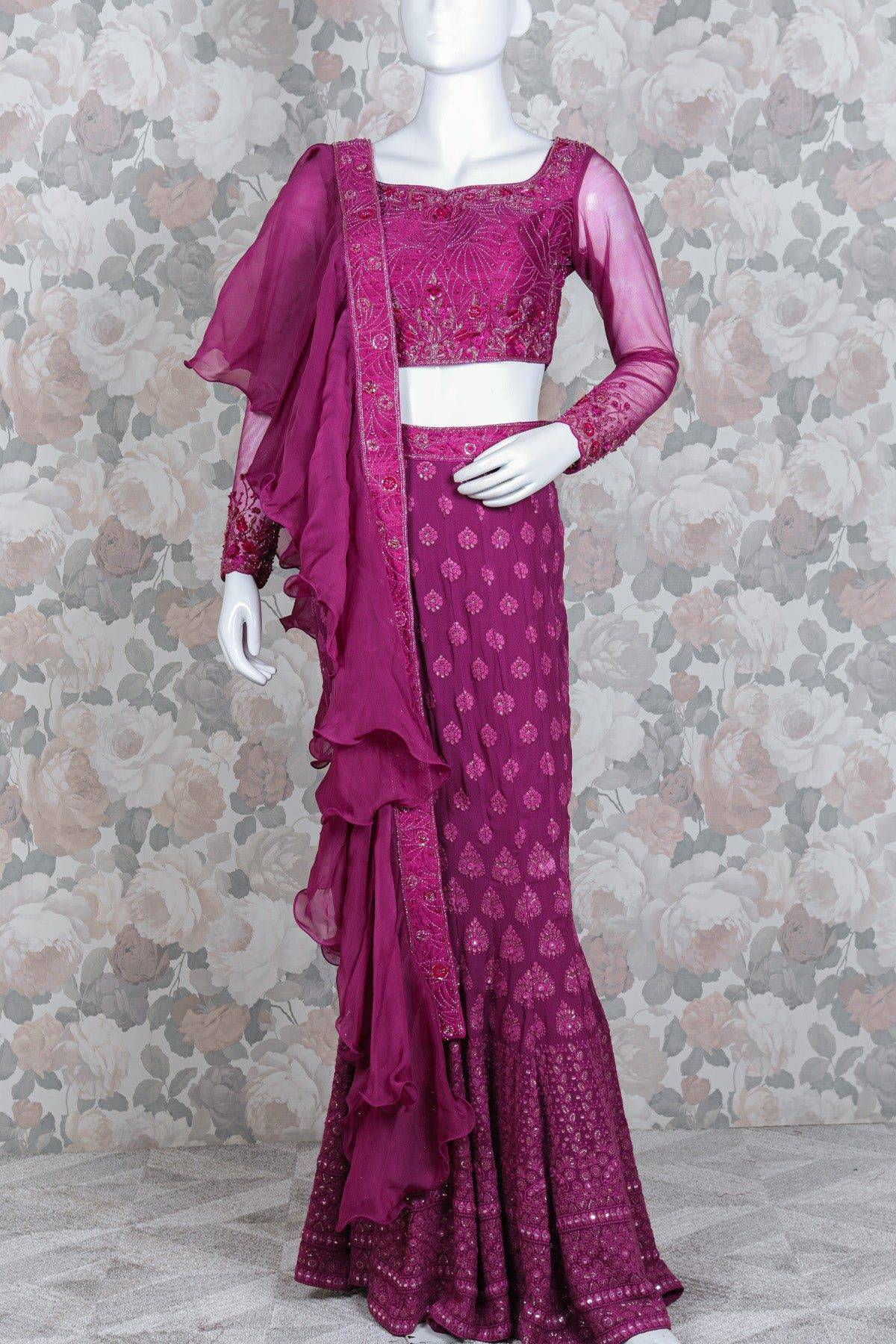 Pearly Purple Lehenga with Ruffled Dupatta
