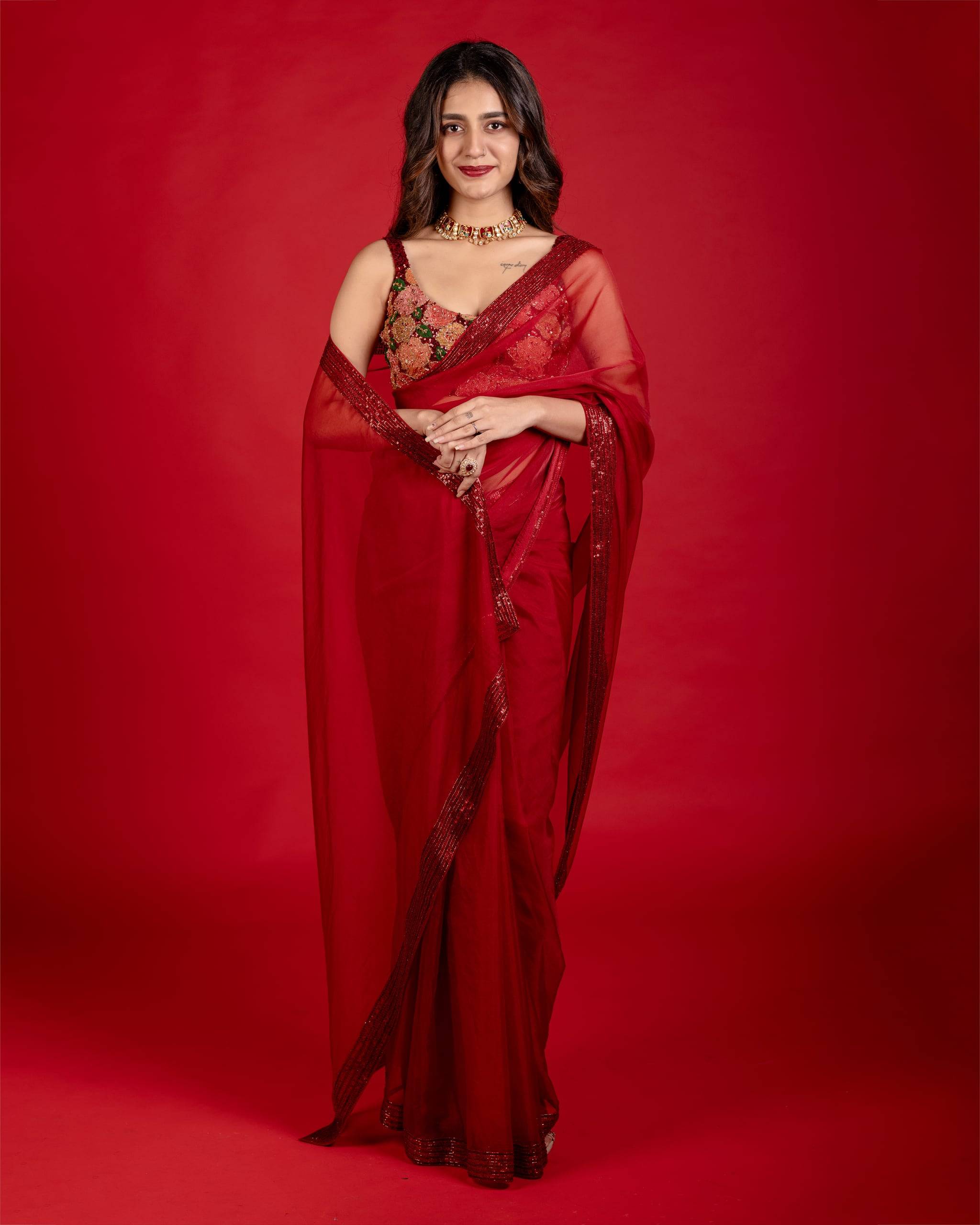 The Crimson Organza Saree — The Muse Series · Vol. II, Mahek Designs