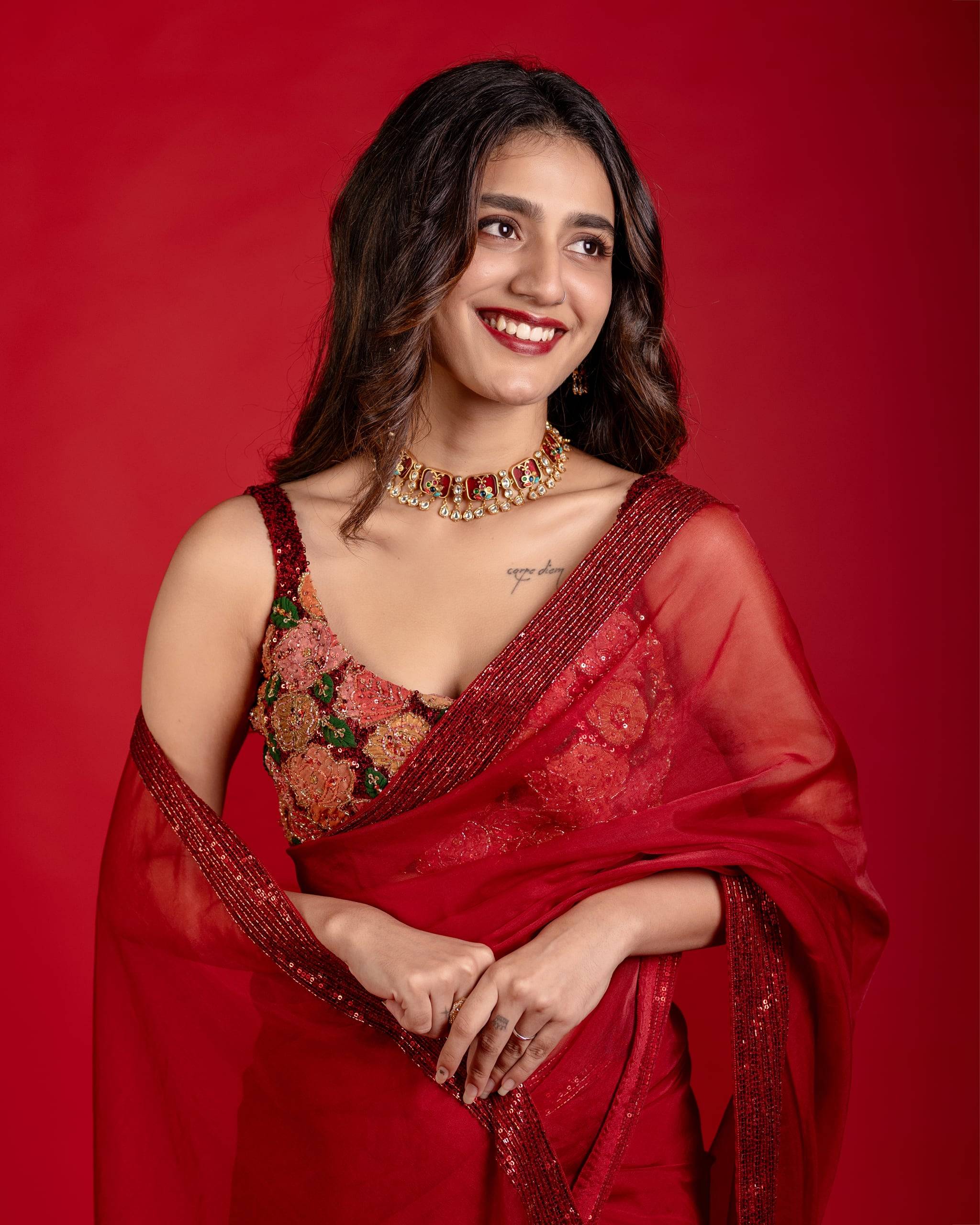 The Crimson Organza Saree — The Muse Series · Vol. II, Mahek Designs