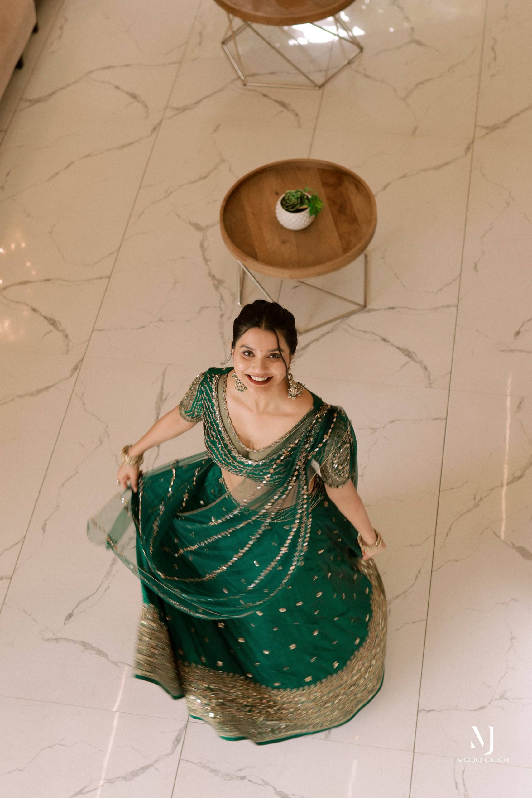 The Emerald Mirror-Work Lehenga — The Muse Series · Vol. XV, Mahek Designs