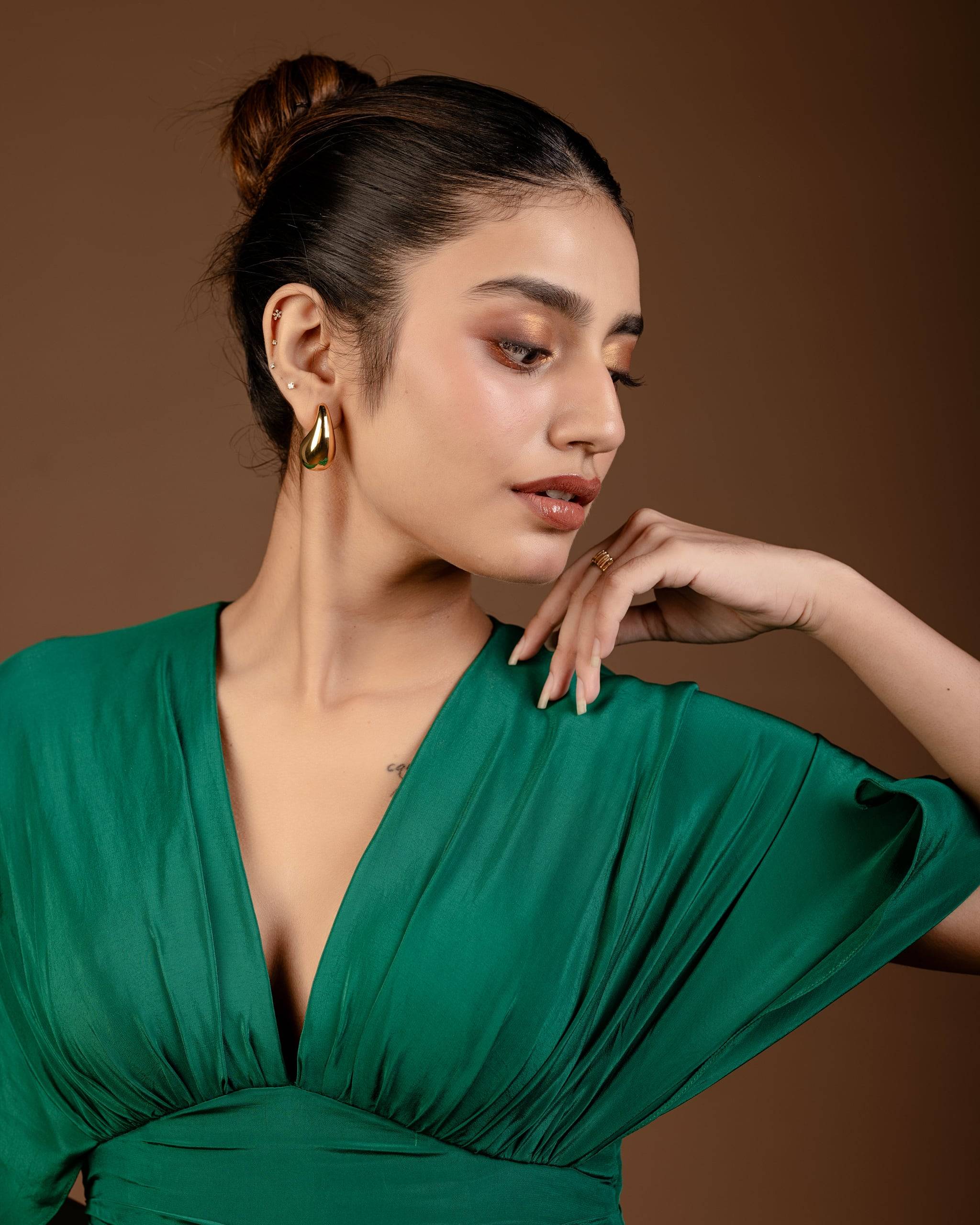 The Emerald Ruched Mini Dress — The Muse Series · Vol. VIII, Mahek Designs