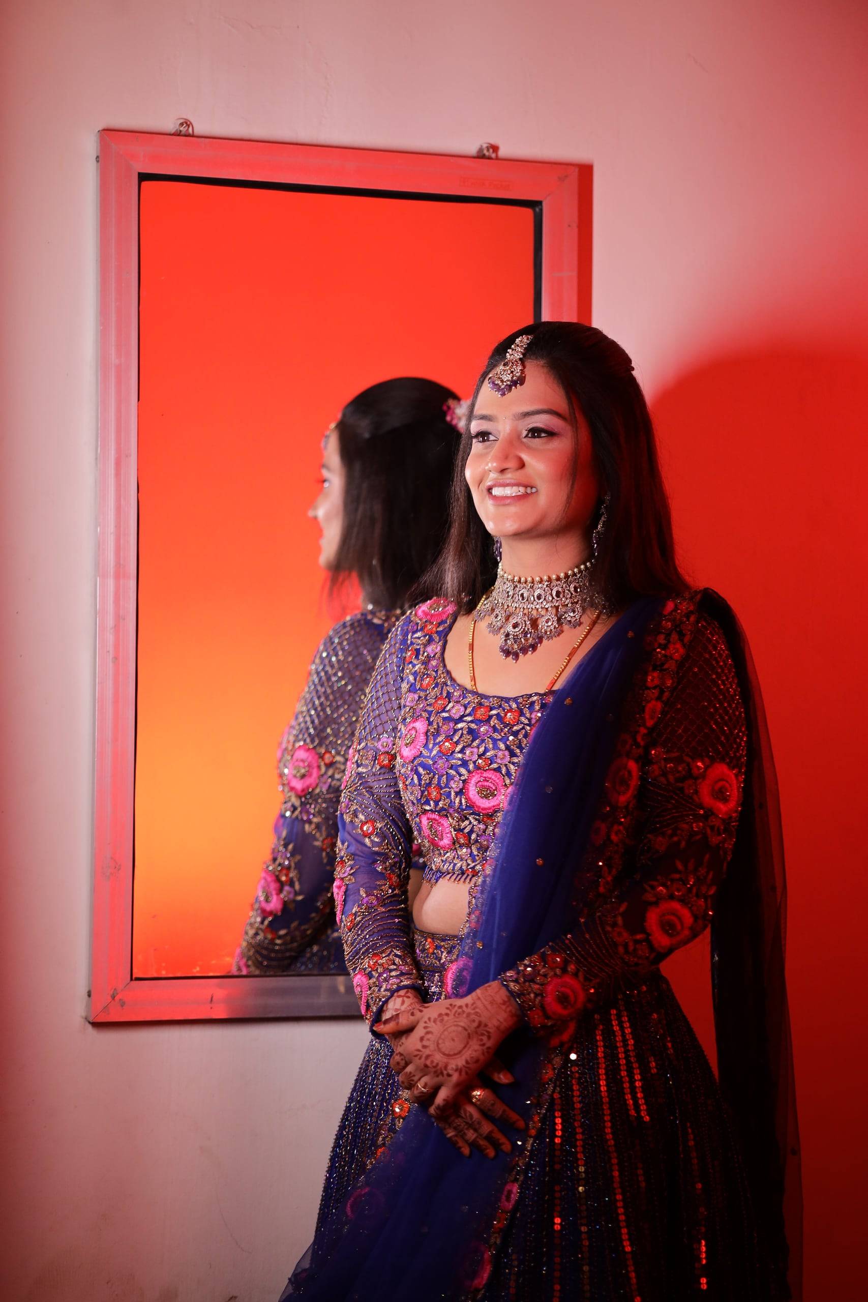 The Sapphire Floral Lehenga — Real Brides · The Engagement, Mahek Designs