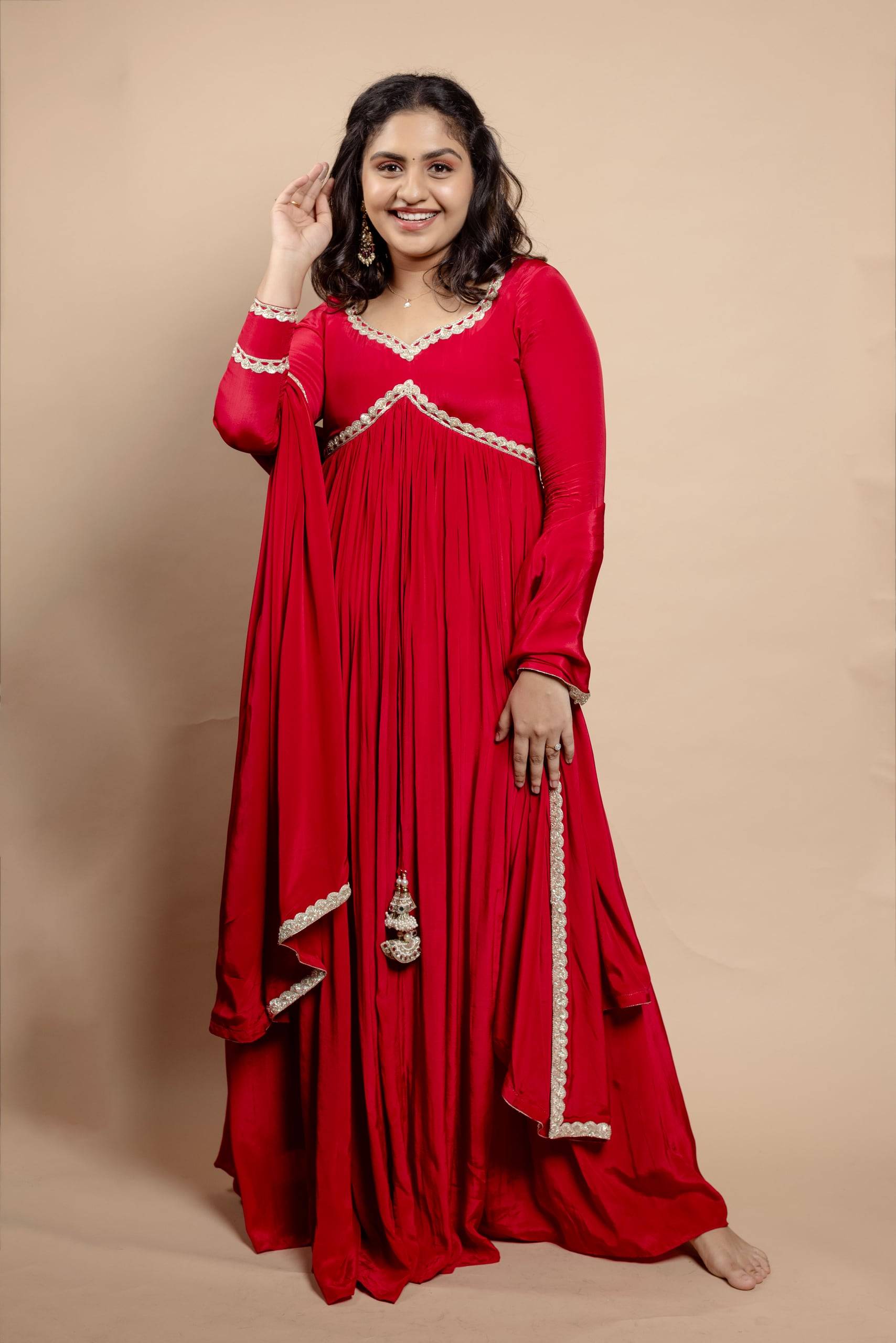 The Scarlet Alia-Cut Anarkali — The Muse Series · Vol. IV, Mahek Designs
