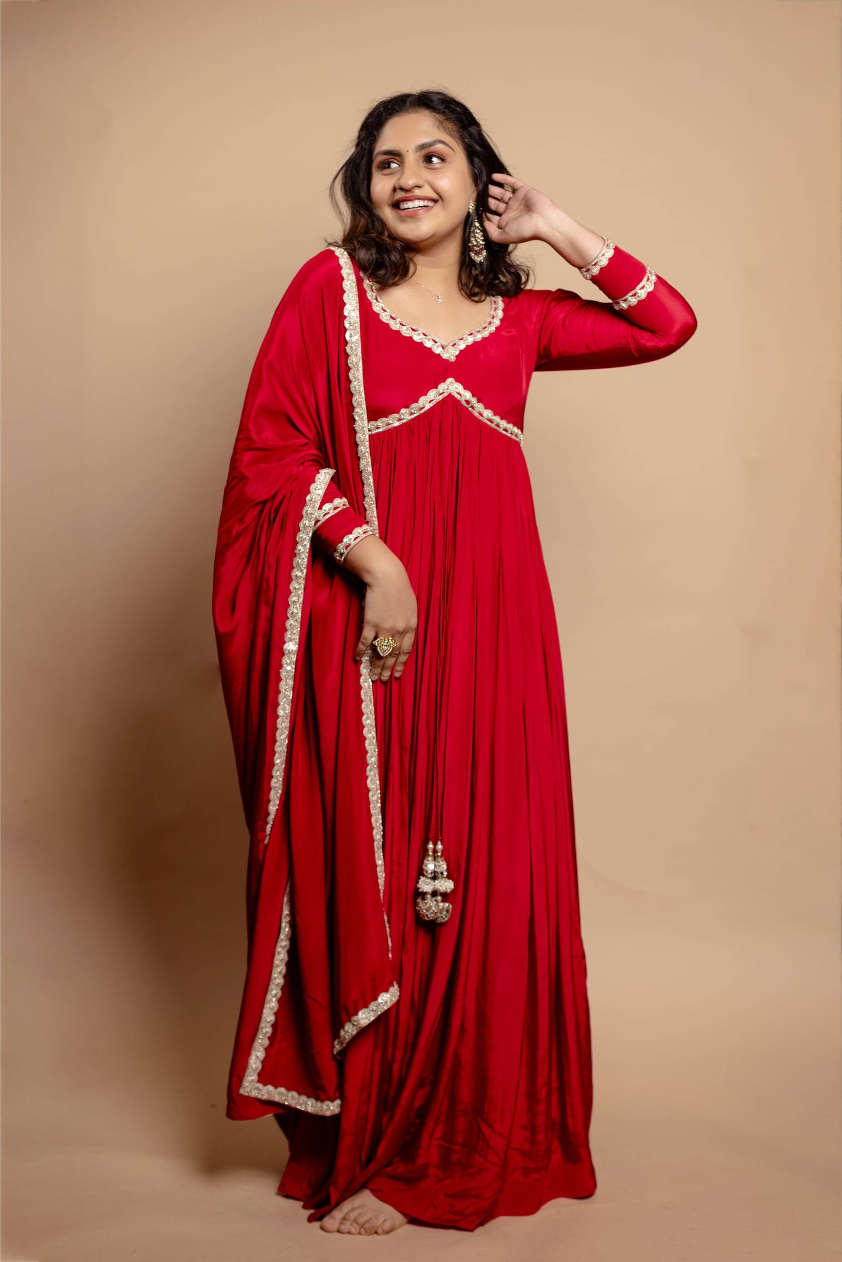 The Scarlet Alia-Cut Anarkali — The Muse Series · Vol. IV, Mahek Designs