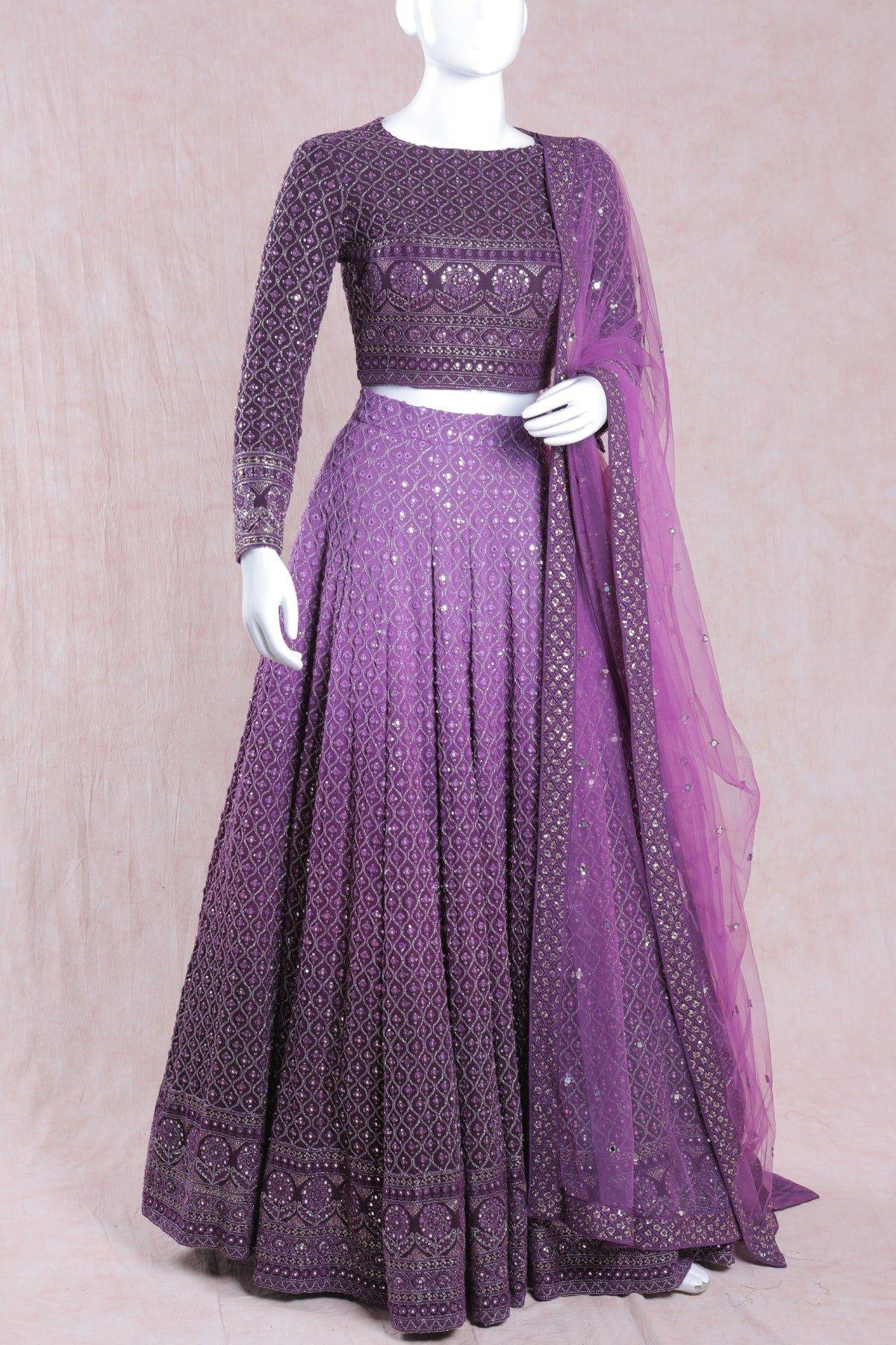Purple Color Embroidered Lehenga