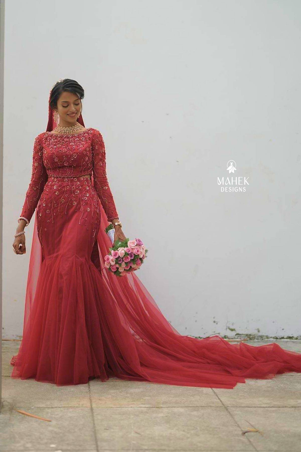 Red mermaid Lehenga