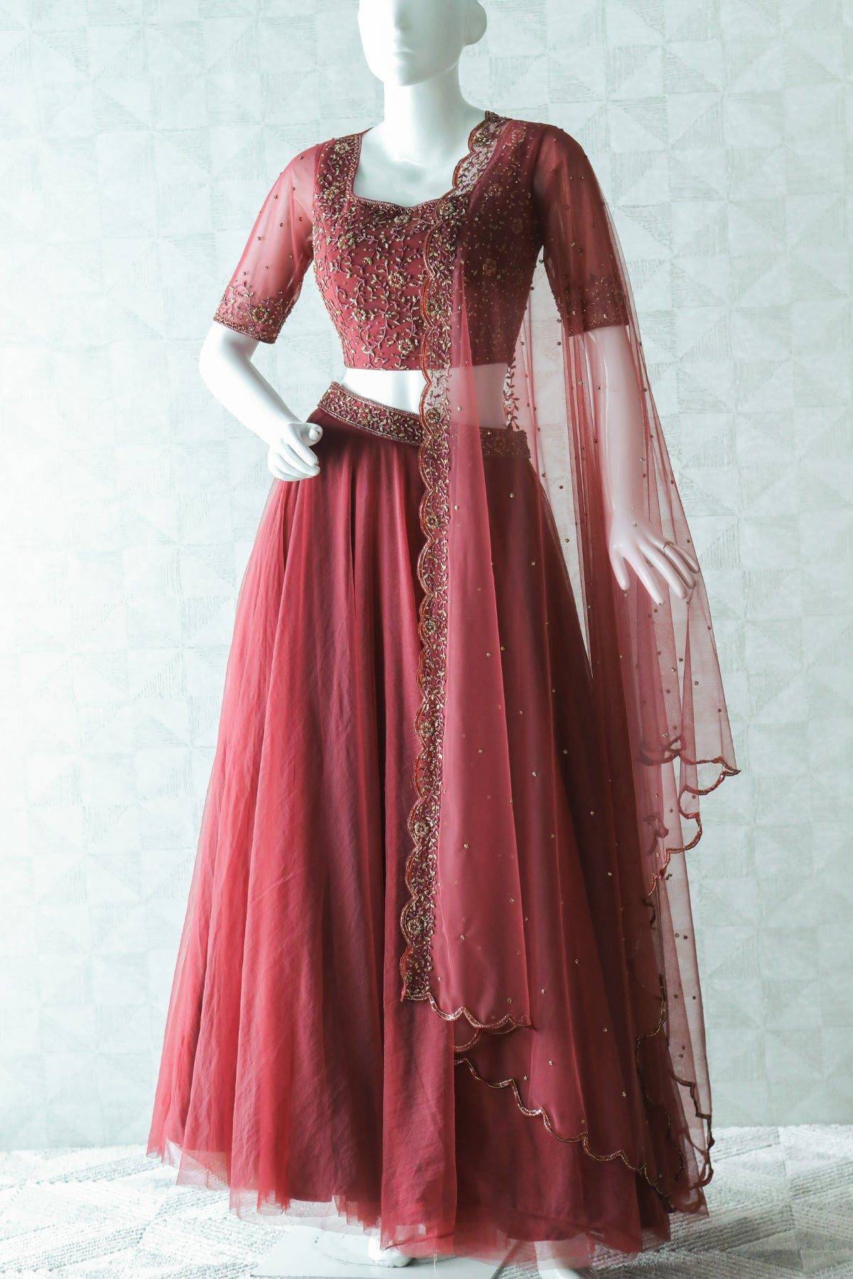 Reddish Brown Color Lehenga