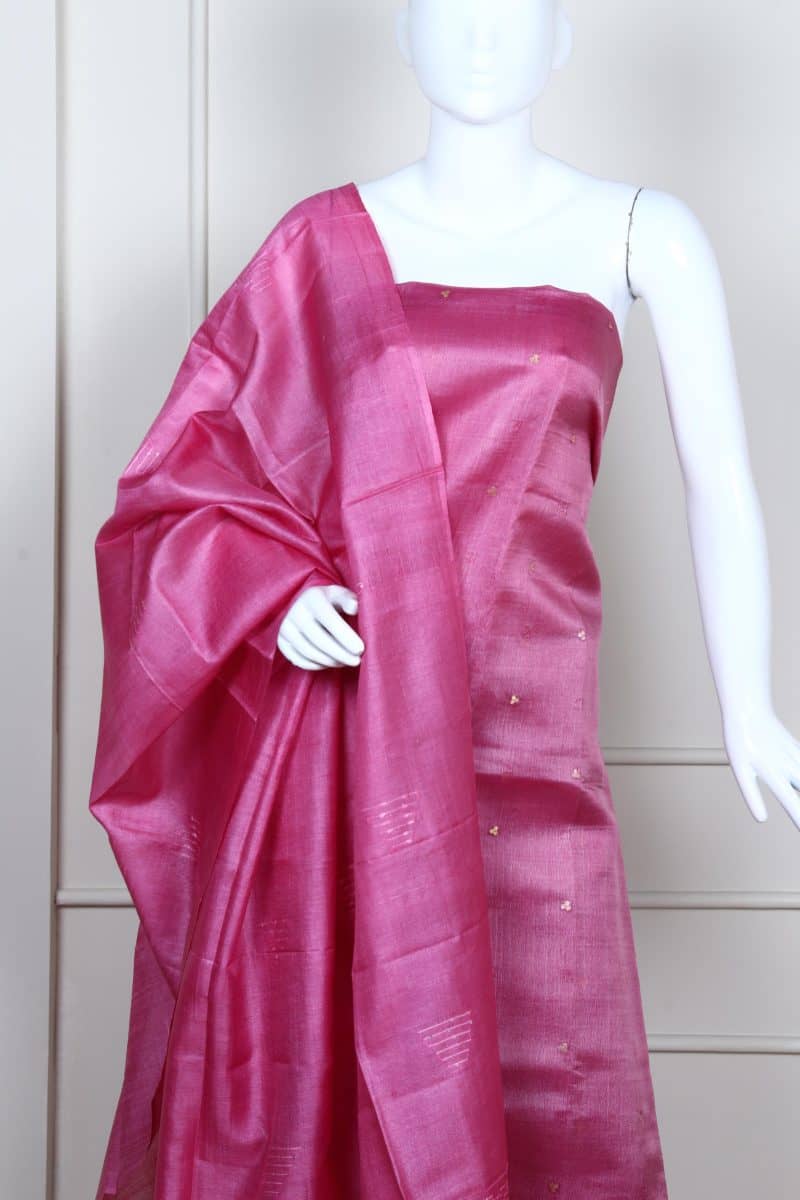 Rose Tussar Unstitched Salwar Set