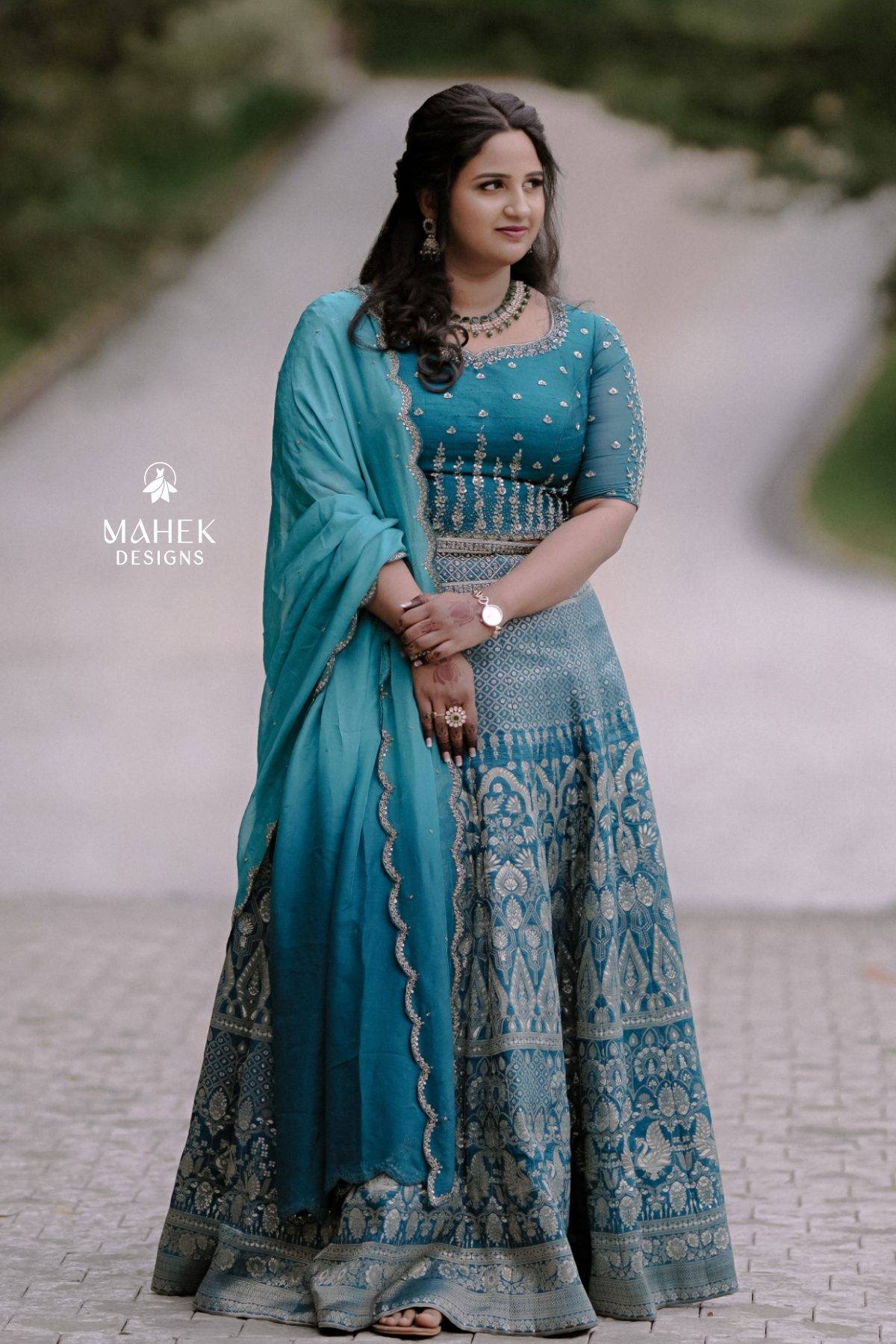 Teal Green Banarasi Lehenga