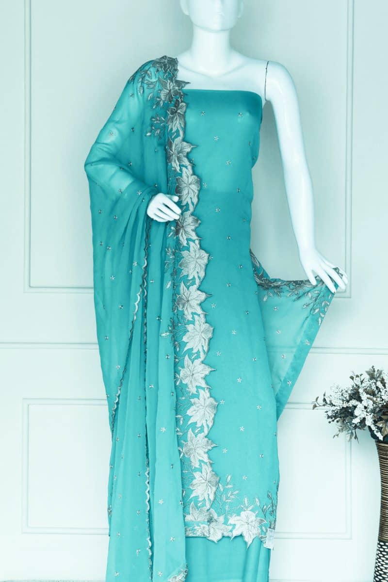 Teal Green Georgette Unstitched Salwar Set
