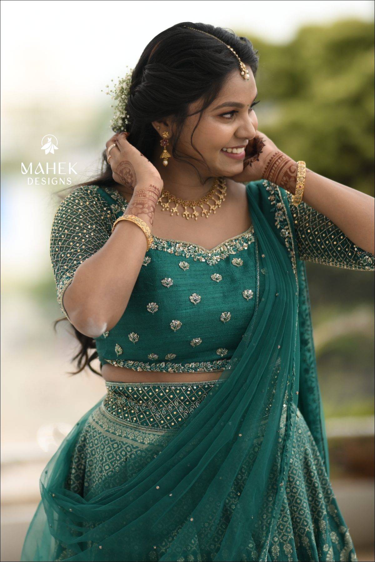 Teal green Lehenga