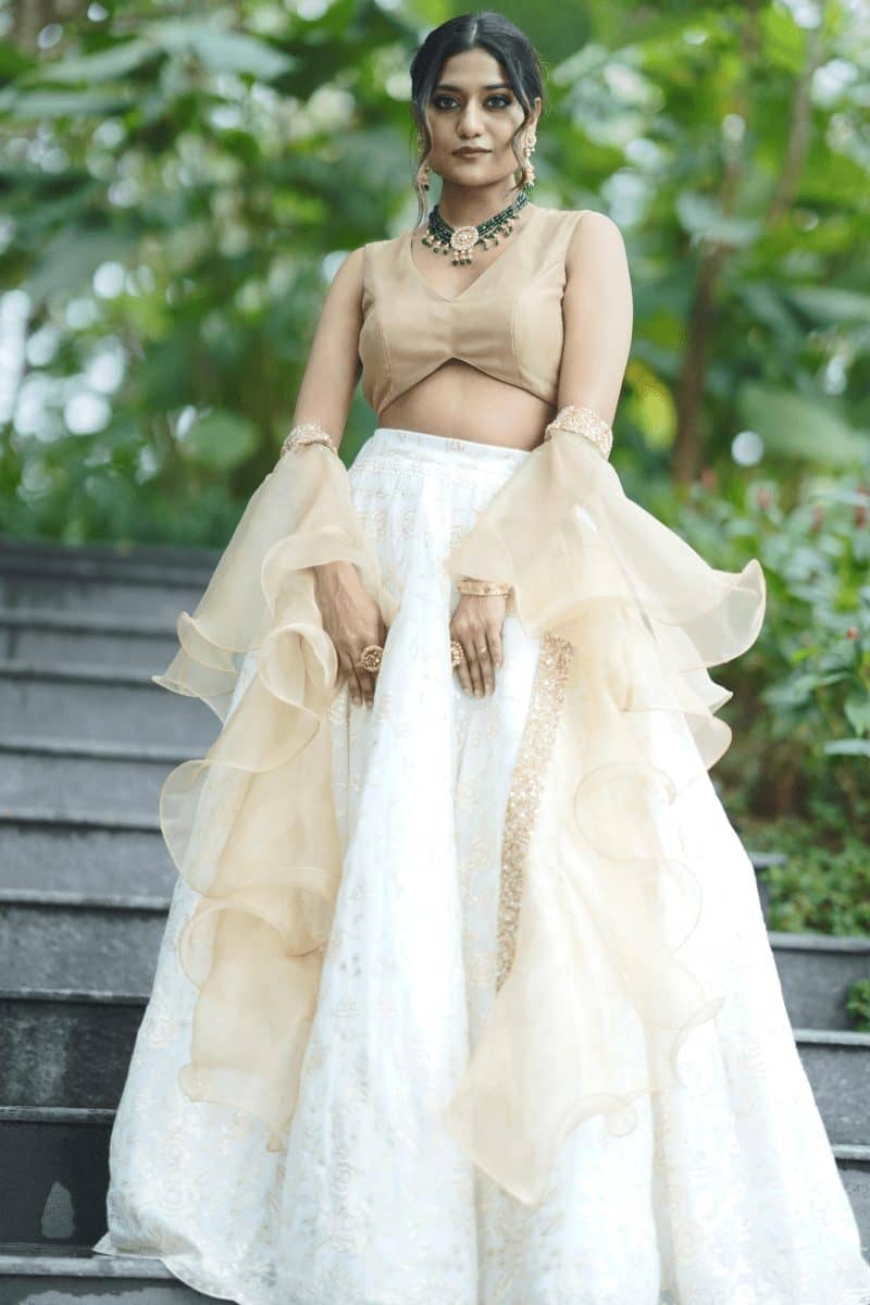 White Beige Lehenga