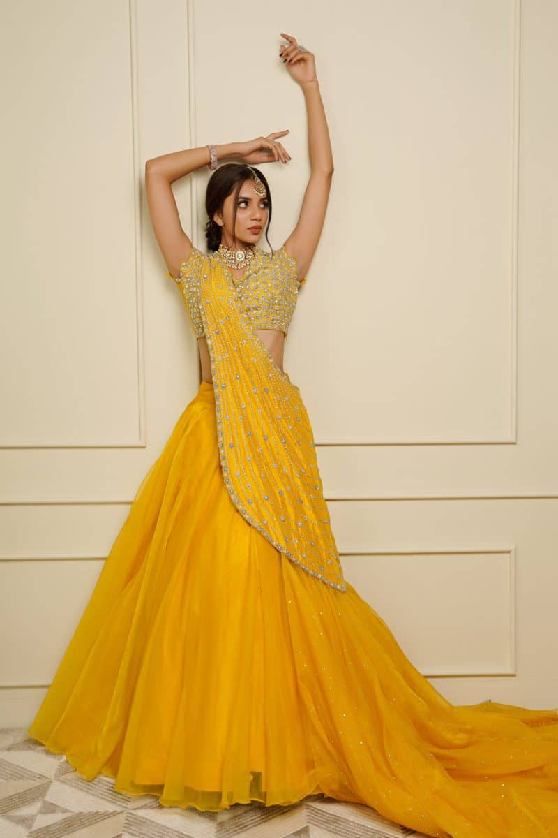 Yellow Organza Lehenga